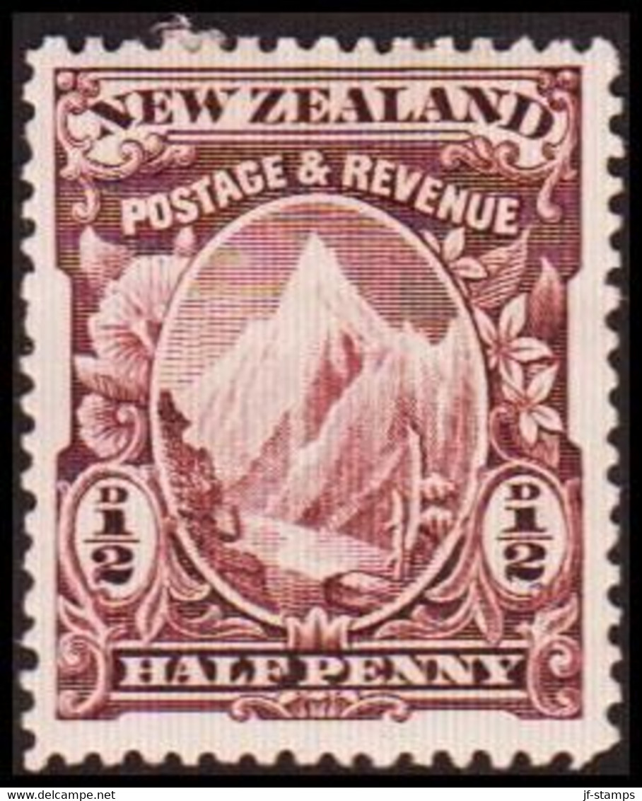 1898. New Zealand.  Landscapes And Birds ½ HALF PENNY.  Hinged. (MICHEL 65) - JF410332 - Neufs