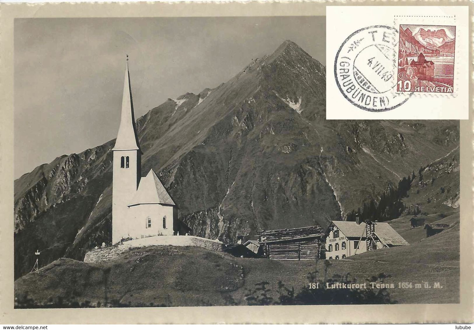 Tenna - Kirche Mit Pension Alpina         1949 - Tenna