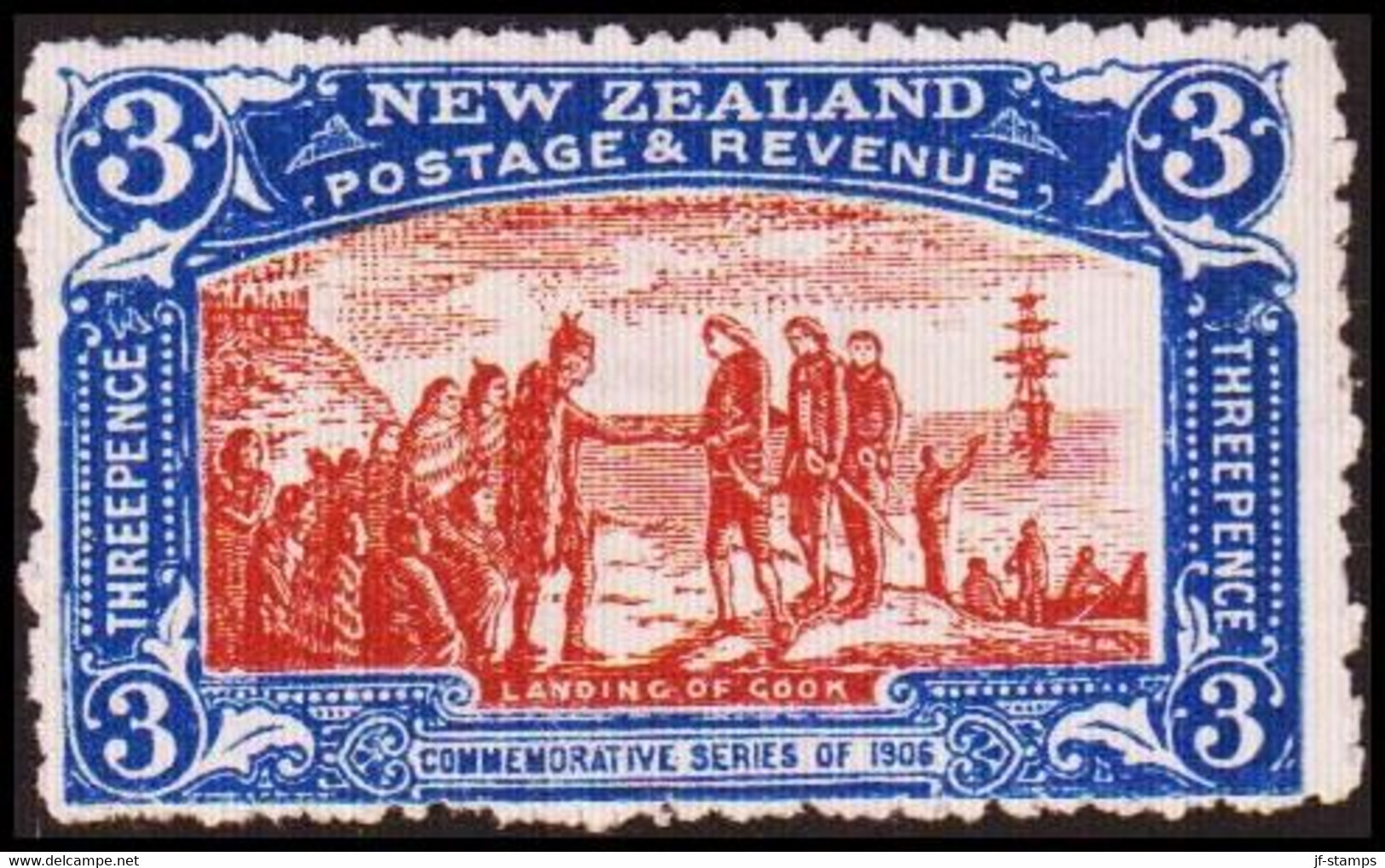 1906. New Zealand.  COMMEMORATIVE SERIES OF 1906 THREE PENCE  Hinged. (MICHEL 116) - JF410362 - Ongebruikt