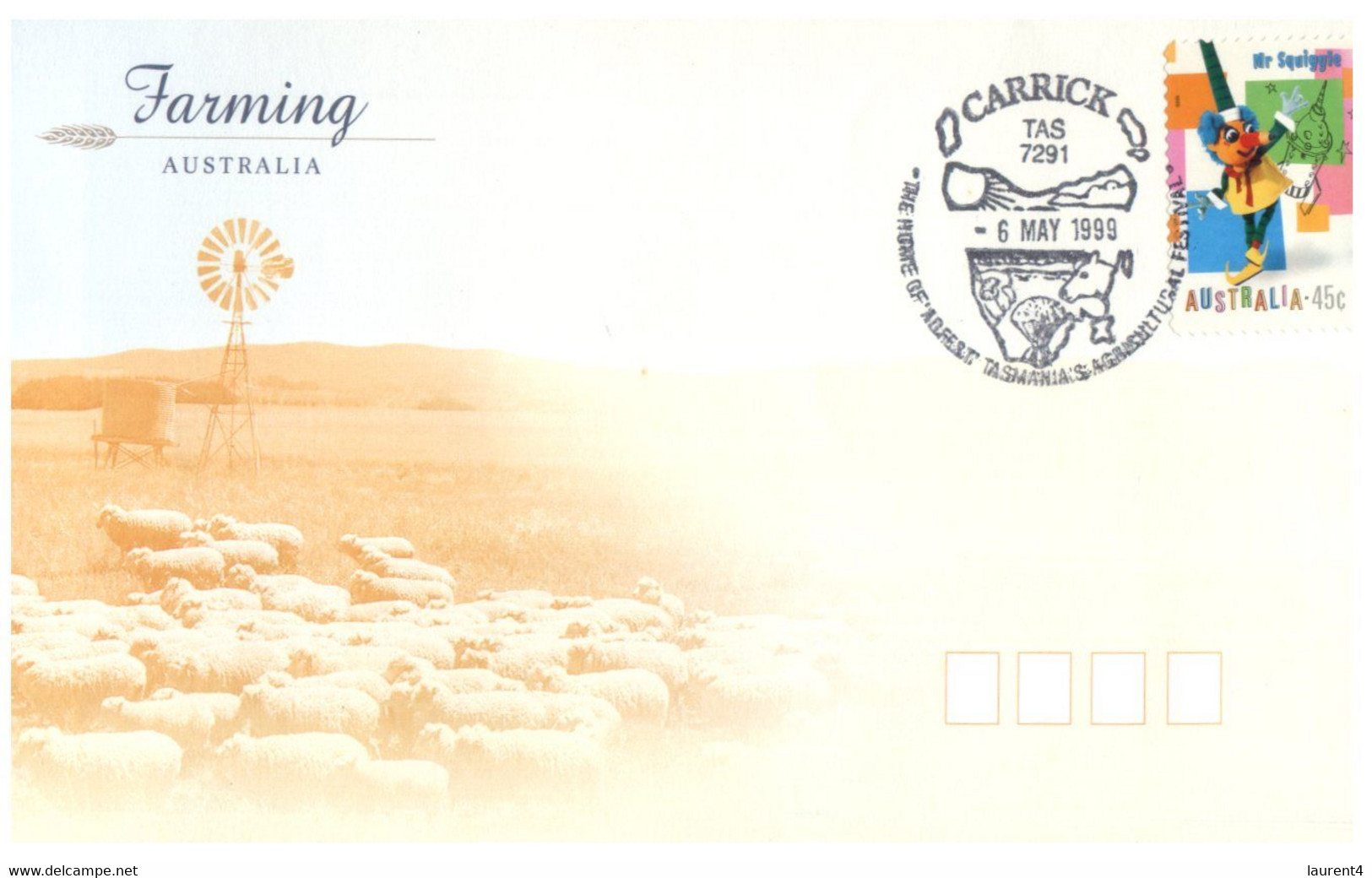 (W 4) Australia Cover For Farming Australia (with Mr Squiggle Children's TV Stamp - Unusual) - Puppets