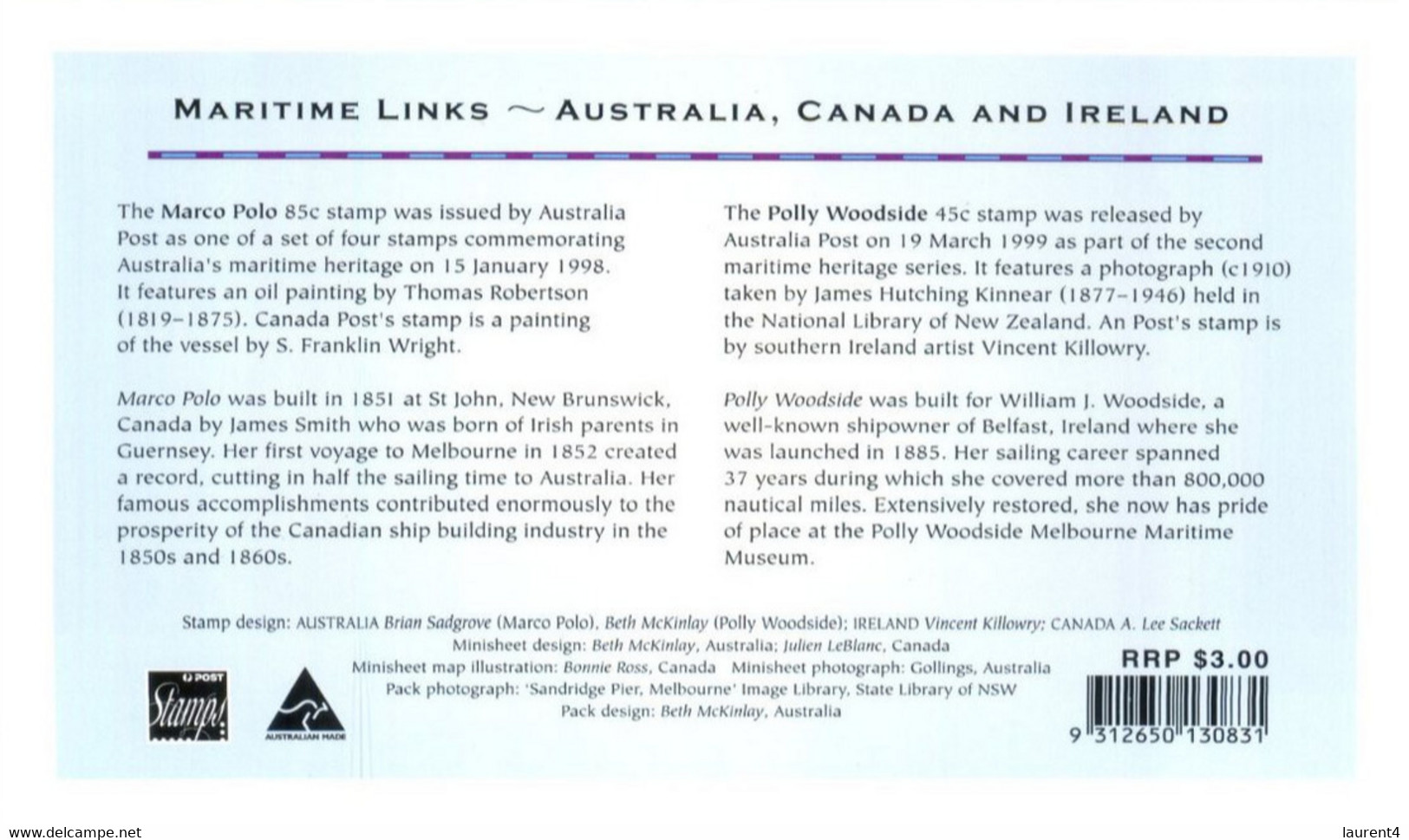 (X 6) Australia - Presentation Pack - Australia, Canada, Ireland Maritime Links - Presentation Packs
