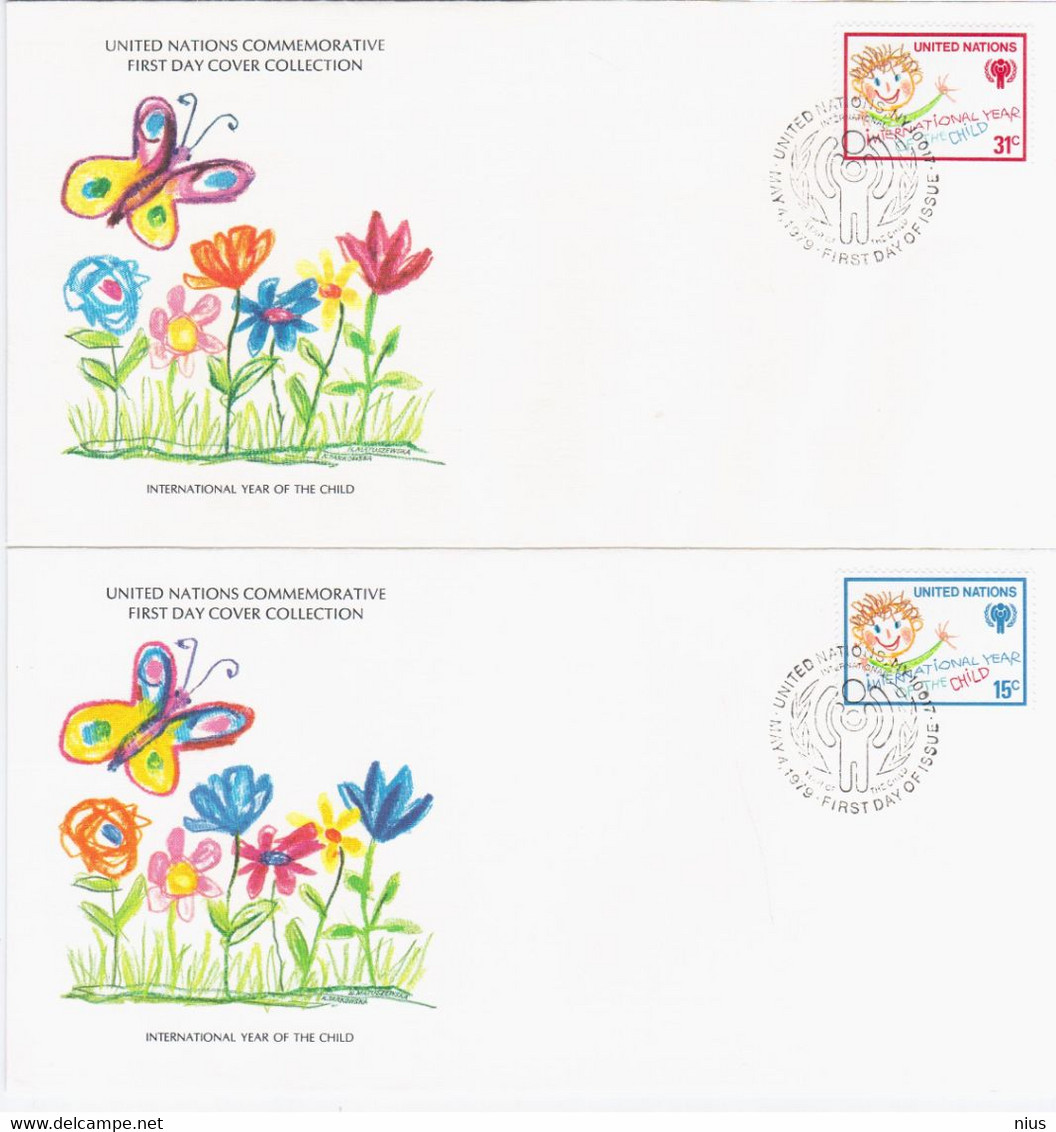 United Nations Naciones Unidas Unies 1979 International Year Of Child, Canceled In New York, Butterfly Butterflies - FDC