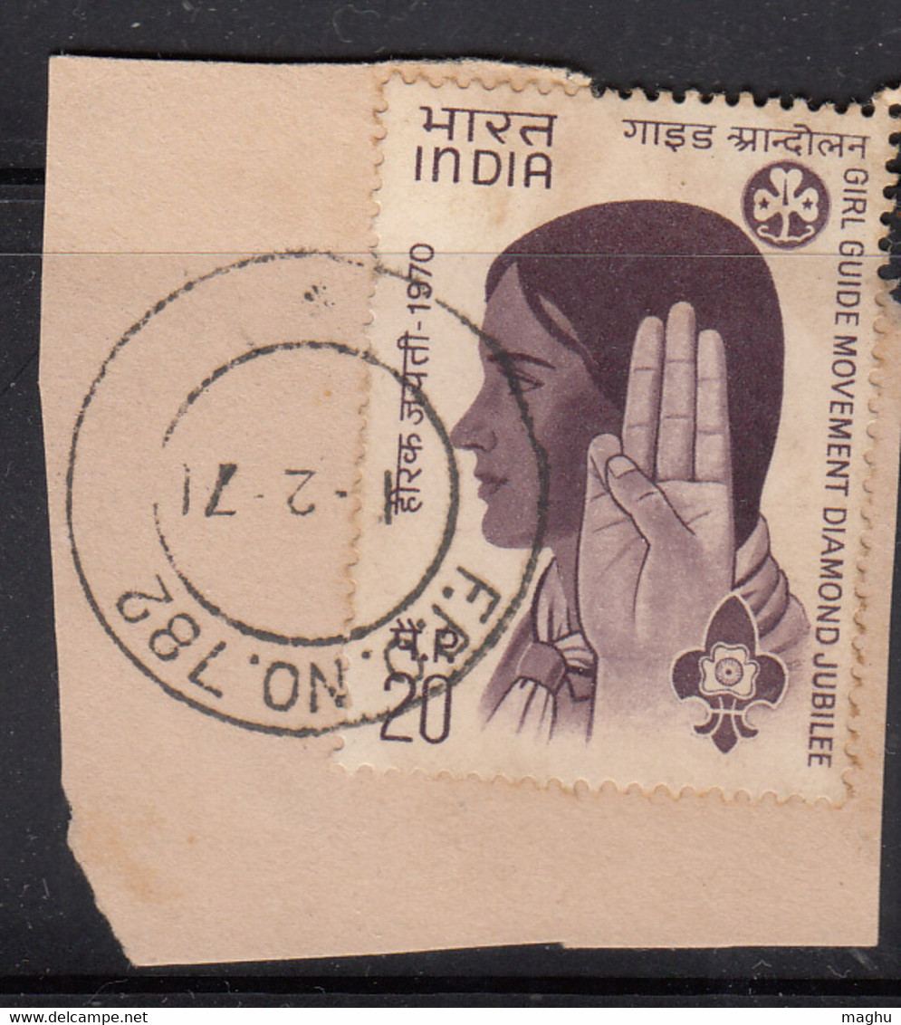 Postal Used 1971 On Piece, F.P.O.  782 FPO India  Military, Girl Guide, Scouts, - Militaire Vrijstelling Van Portkosten