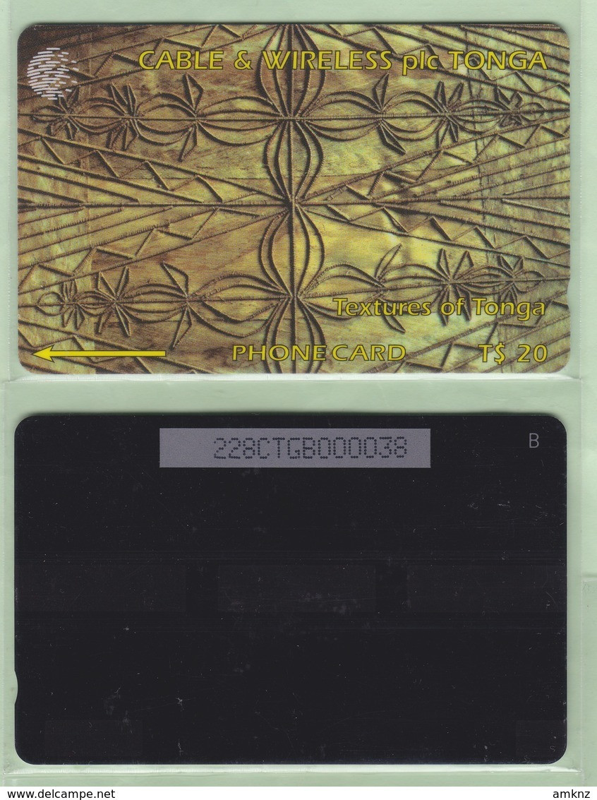 Tonga - 1995 Second Issue - Textures - $20 Brown  - TON-6b - "228CTGC" - VFU - Tonga