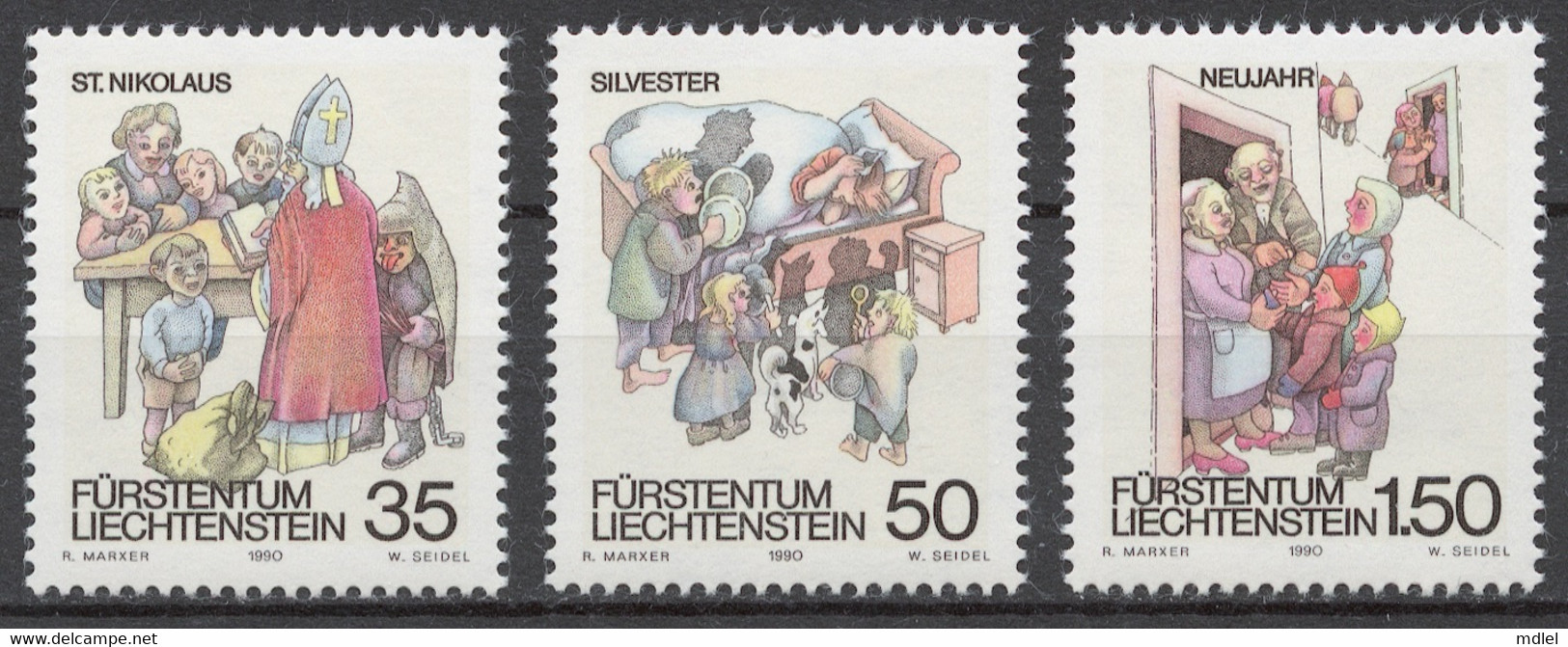 Liechtenstein 1990 Mi# 1008-10** WINTER CUSTOMS - Unused Stamps