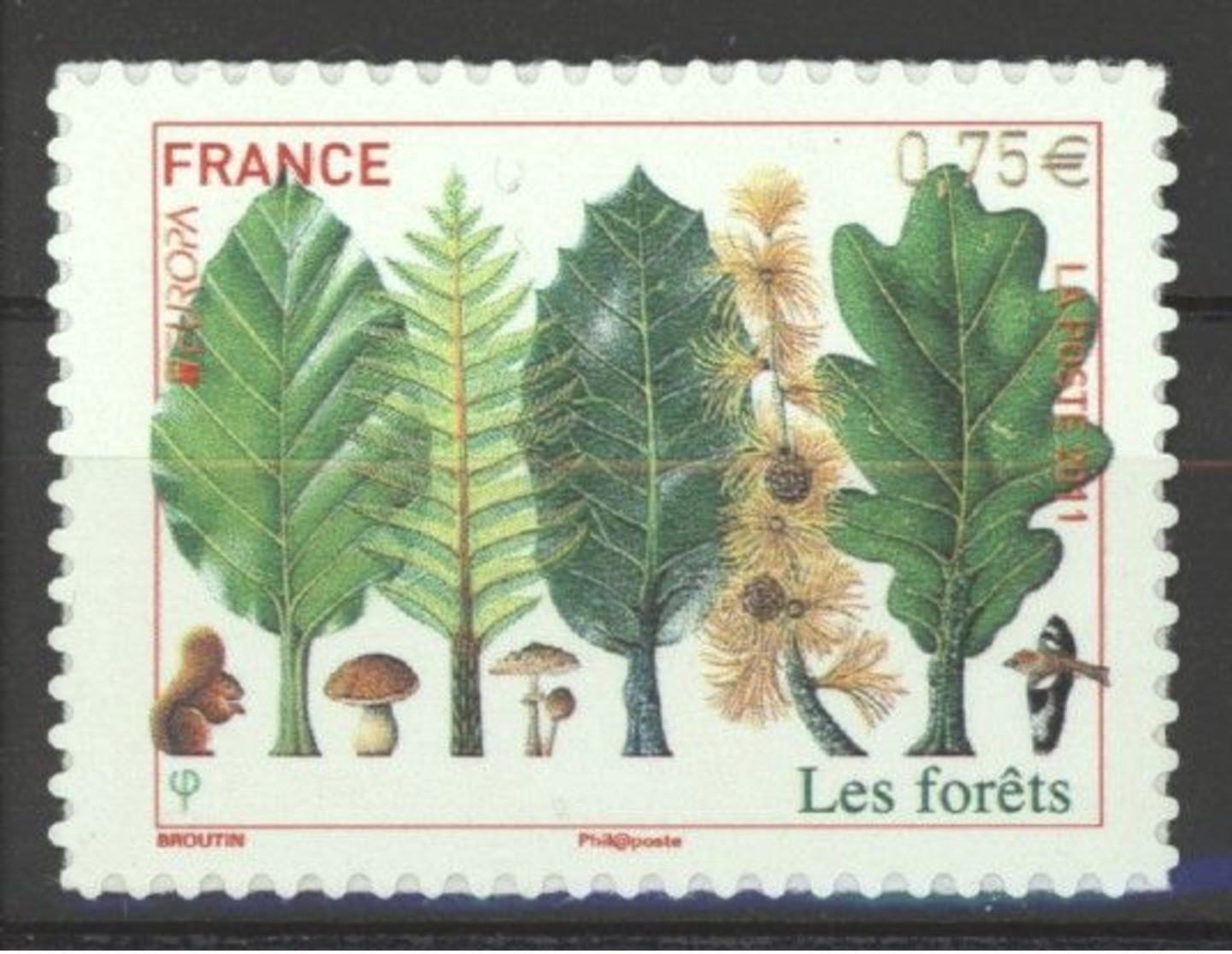 N° 564 Y.T. Autoadhésif France Neuf ** 2011 Europa Les Forêts - Altri & Non Classificati