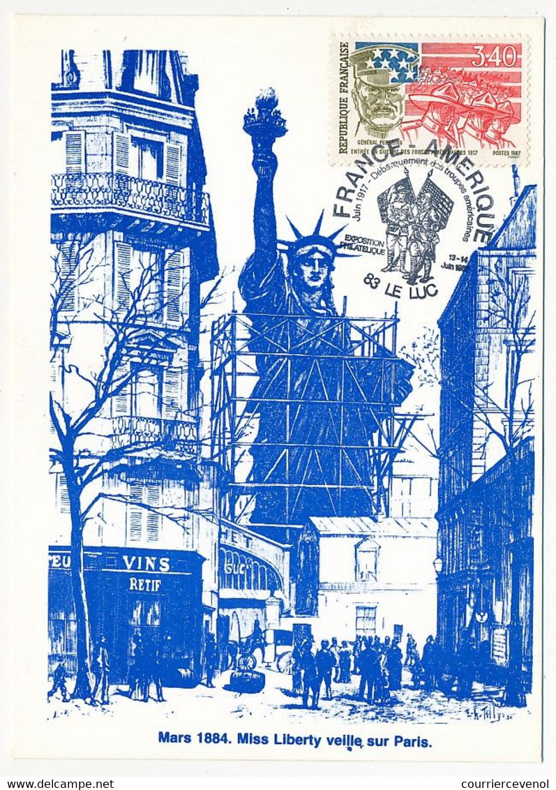 Carte Souvenir - Cachet Temporaire "France - Amérique Débarquement Des Troupes Américaines - LE LUC 13/14 Juin 1987" - Matasellos Conmemorativos