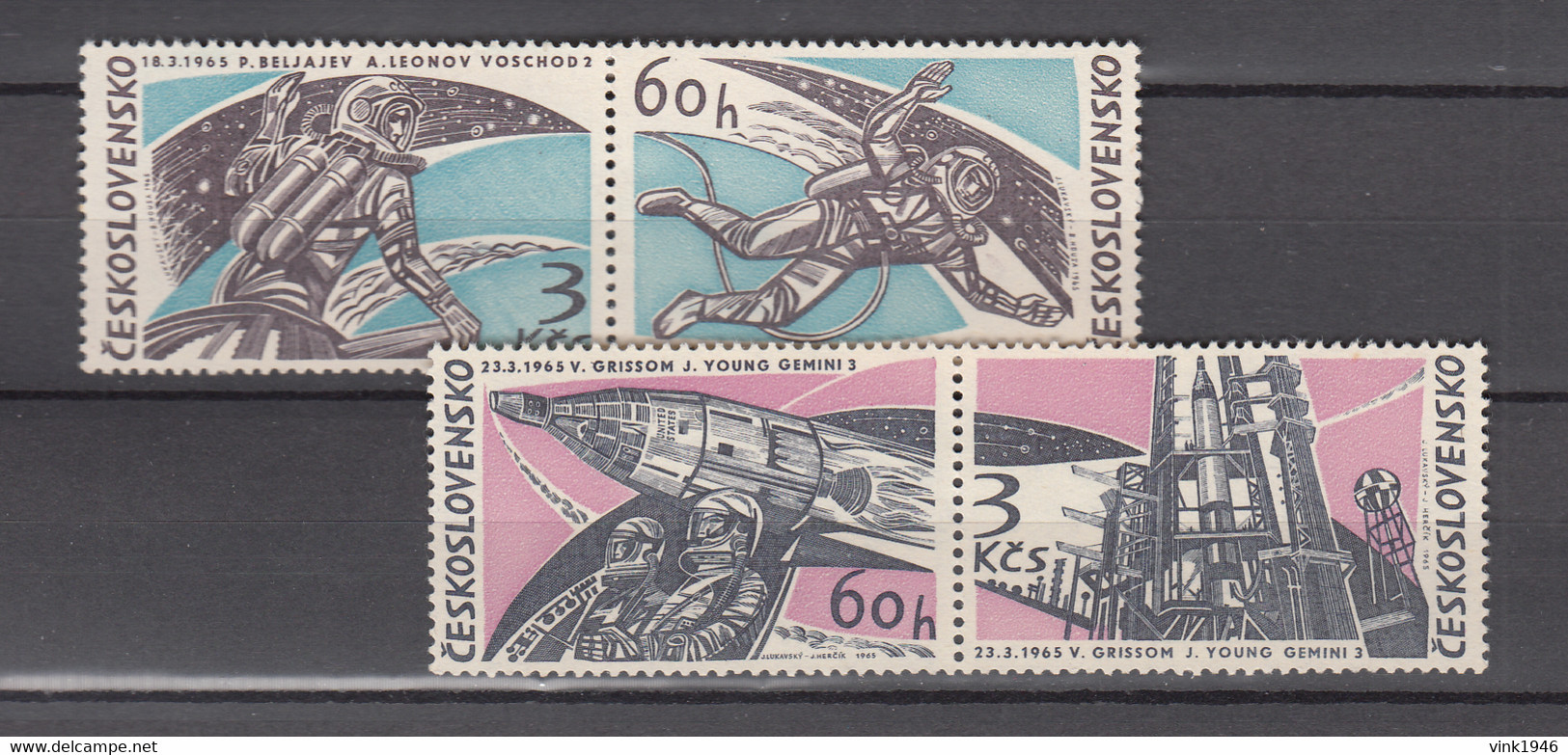 Czechoslovakia 1965-2x2V,space,aerospace,ruimtevaart,luft Und Raumfahrt,de L'aérospatiale,MNH/Postfris(L3536) - Amérique Du Nord