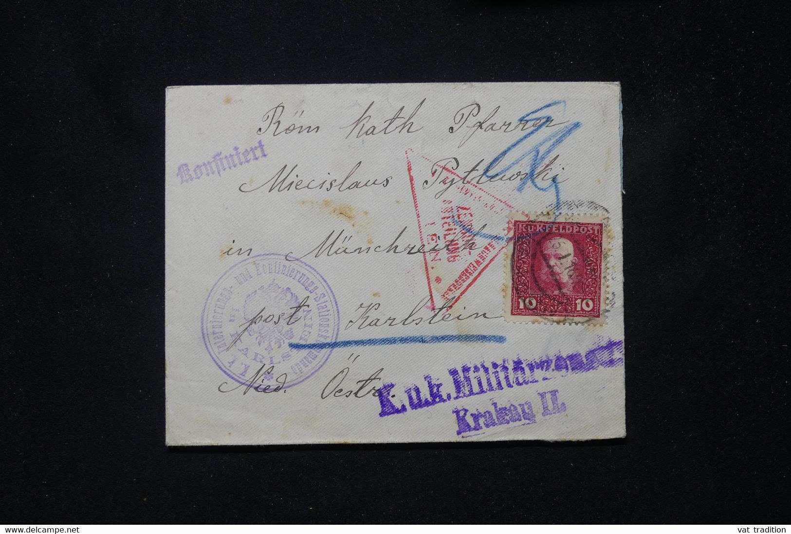 AUTRICHE - Enveloppe En 1916 Avec Cachet De Censure De Wien Et Griffe De Krakau Pour Karlstein - L 77223 - Cartas & Documentos