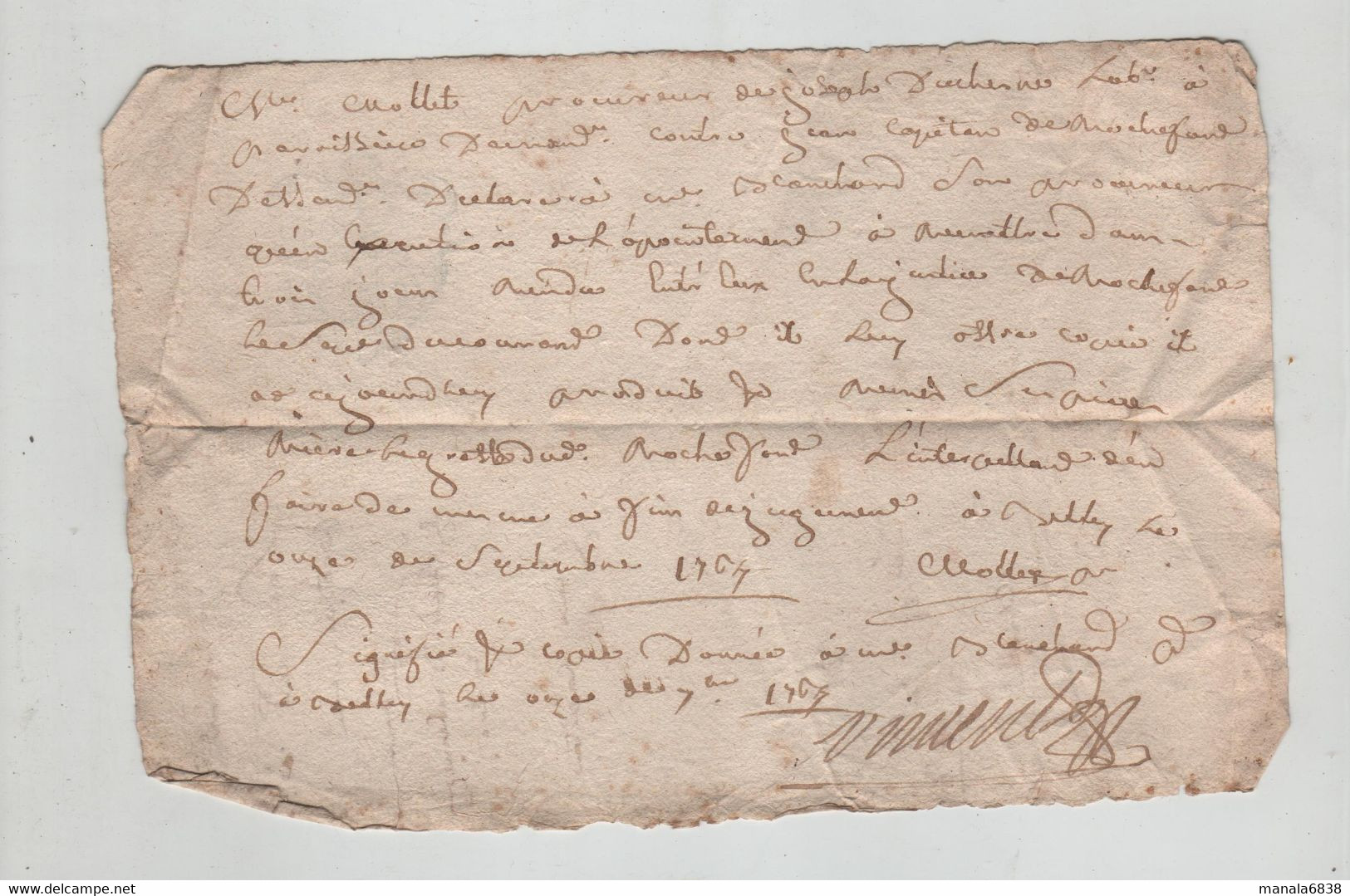 1764 Mottet Duchesne Parissieu Capitan Rochefort Belley Acte Notarié - Manuscripts