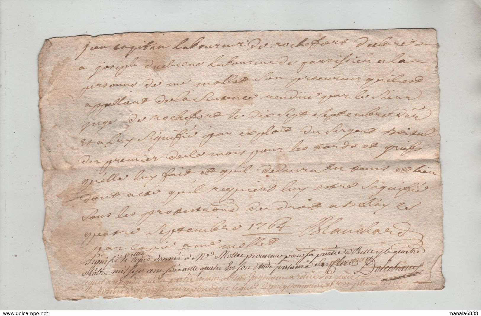 1764 Capitan Laboureur Rochefort Duchesne Parissieu Belley Mottet Procureur Acte Notarié - Manuskripte