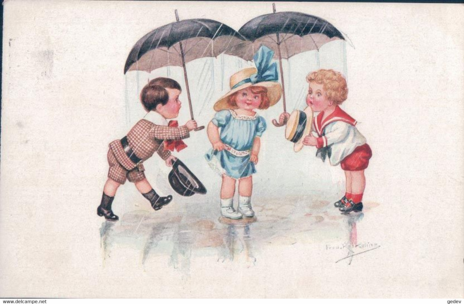 Kaskeline Illustrateur, Enfants Sous La Pluie (226) - Kaskeline