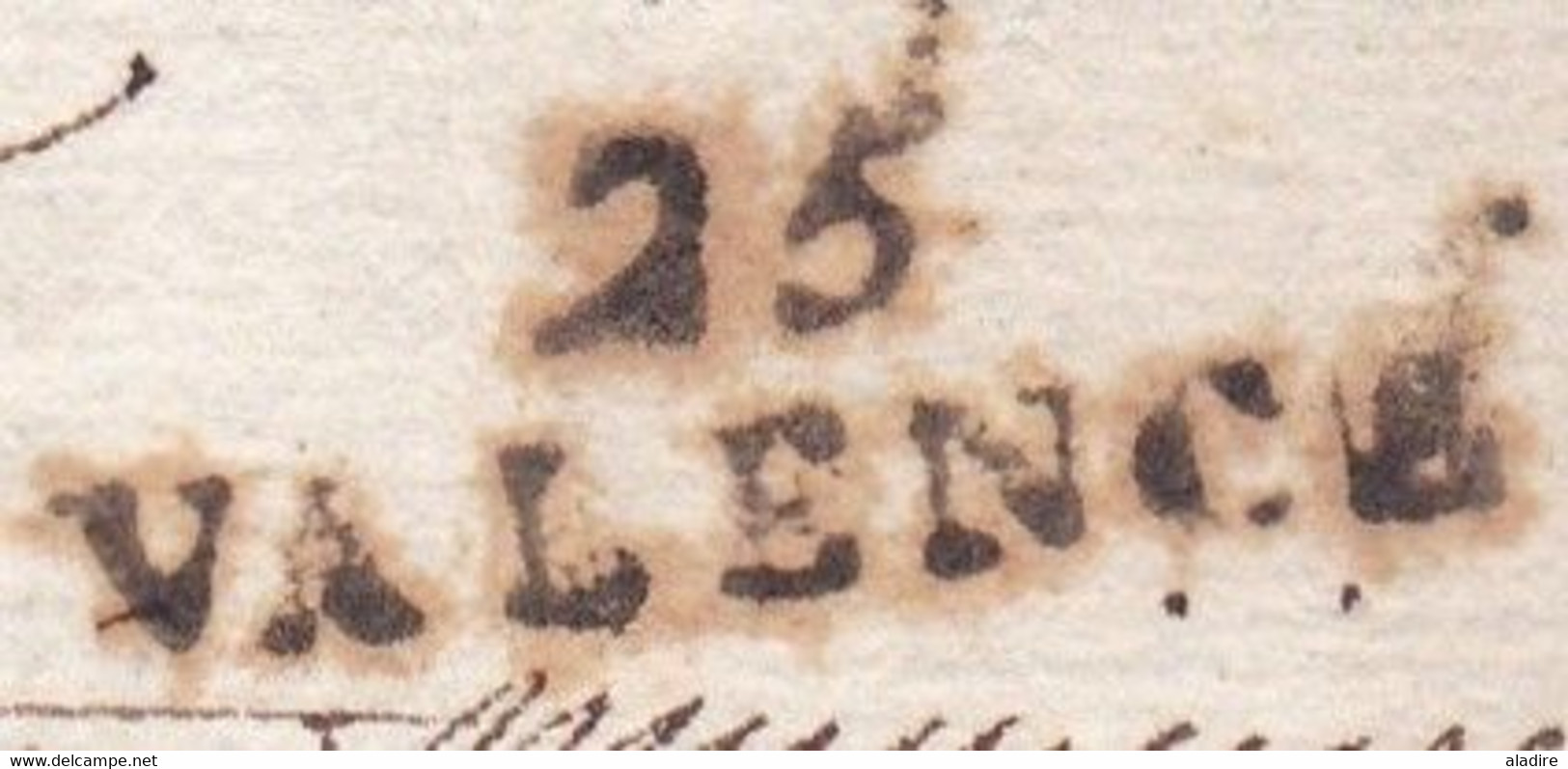 1800 - An 8 - Service Militaire - Marque Postale 25 VALENCE Sur Lettre Imprimée Pliée Vers Saint Vallier, Drôme - 1701-1800: Precursors XVIII