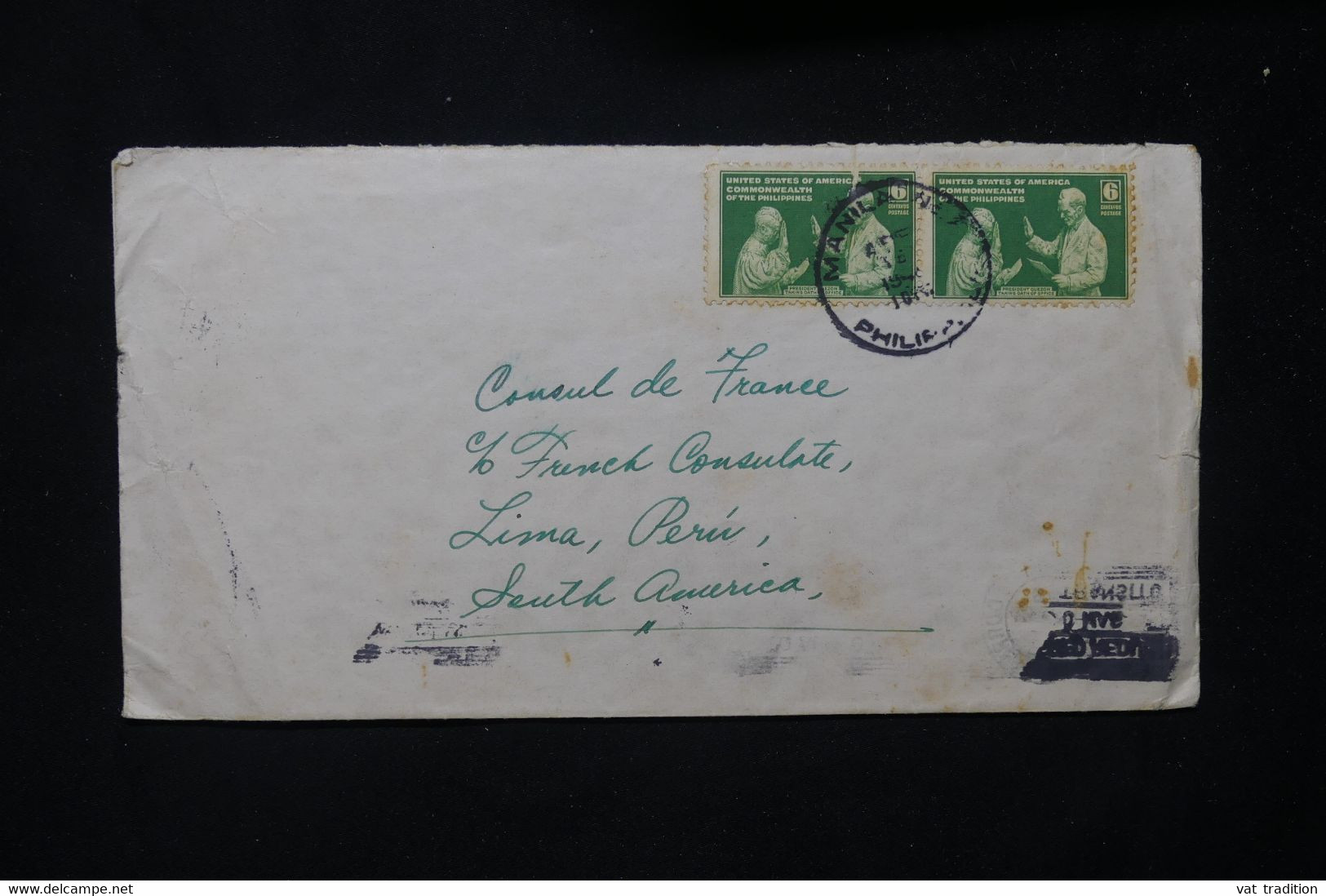 PHILIPPINES - Enveloppe De Manille Pour Le Consulat De France à Lima En 1941 - L 77275 - Philippinen