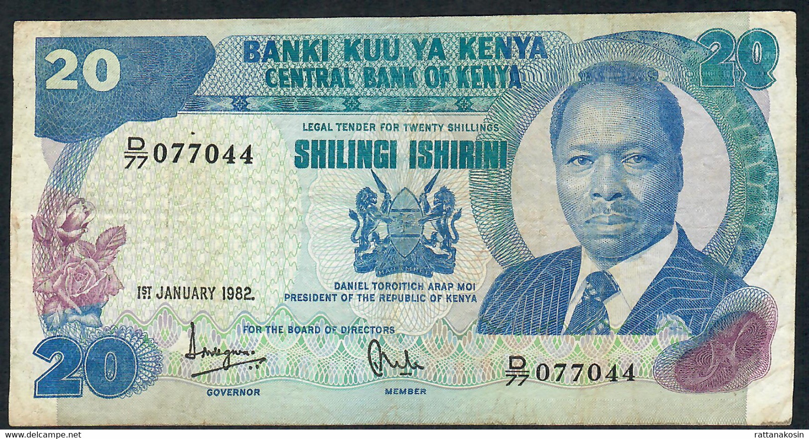 KENYA P21b 20 SHILLINGS 1982  # D/77    VF NO P.h. - Kenya