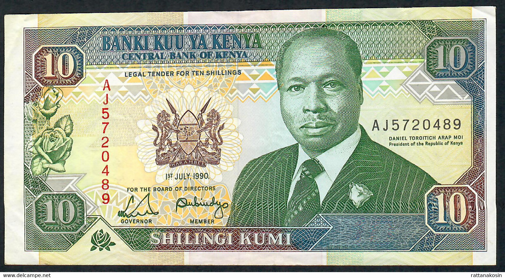 KENYA P24b 10 SHILLINGS 1990   #AJ     VF - Kenia