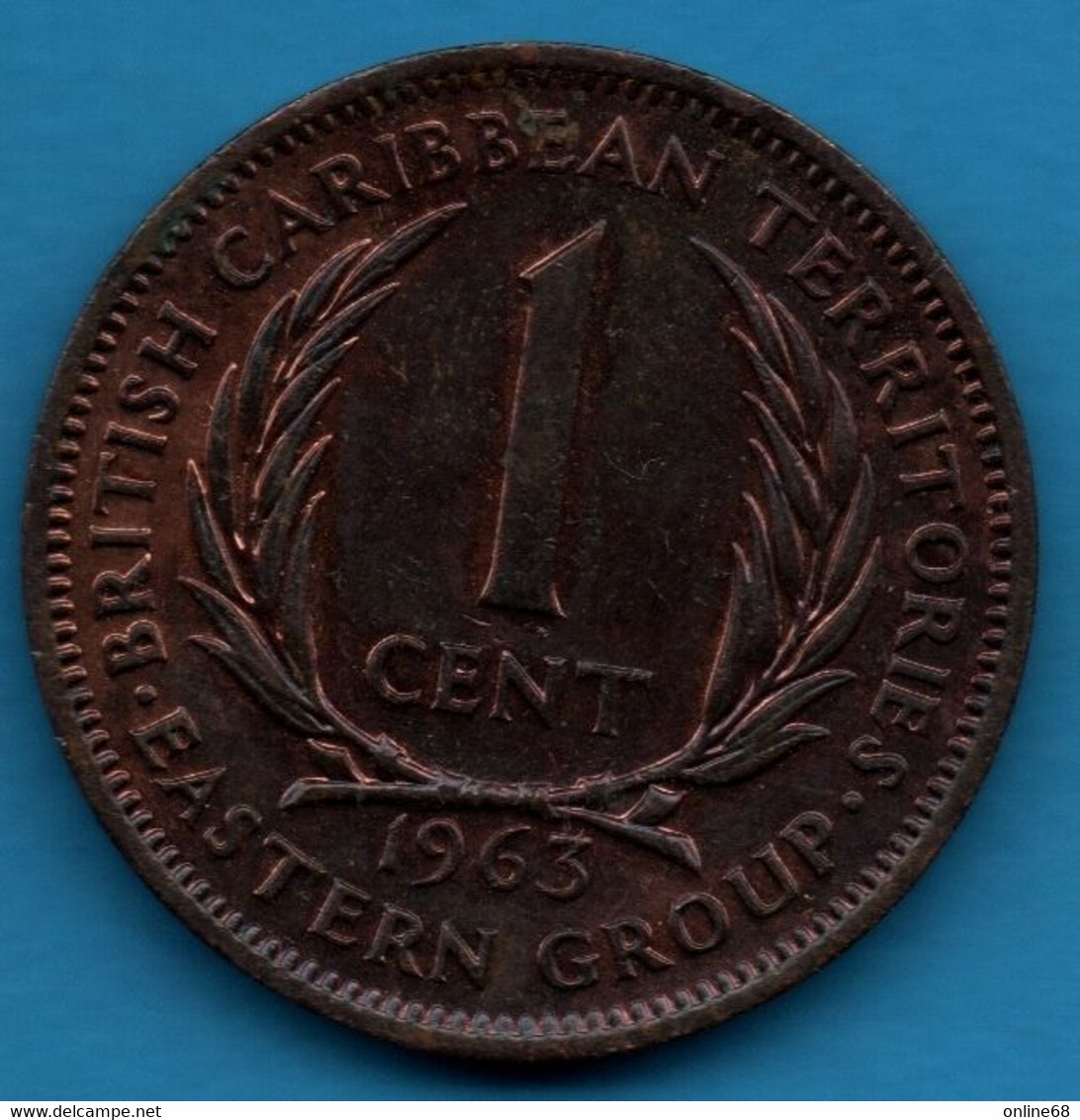 BRITISH CARIBBEAN TERRITORIES 1 Cent 1963 EASTERN GROUP  KM# 2  Elizabeth II - Caribe Británica (Territorios Del)