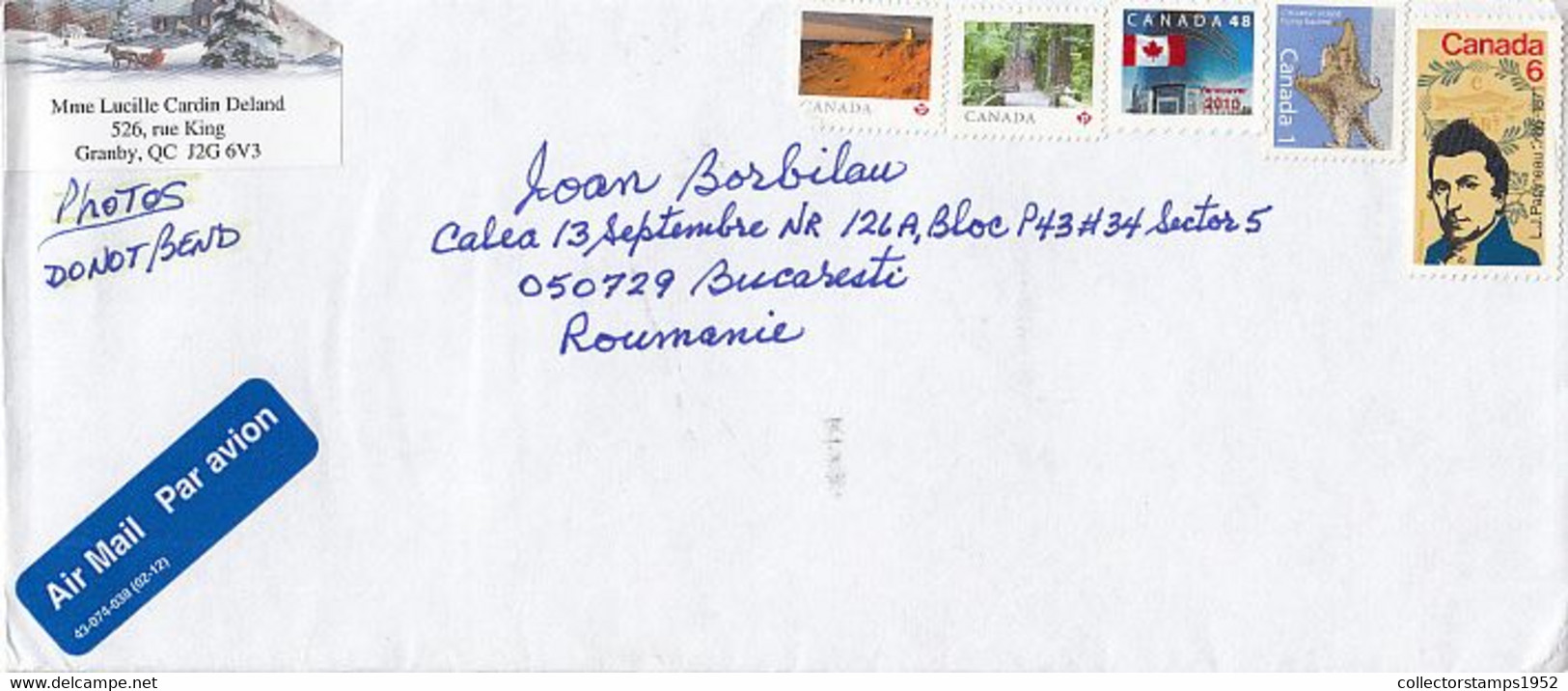 8136FM- LANDSCAPES, FLAG, FLYING SQUIRREL, L.J. PAPINEAU, STAMPS ON COVER, 2020, CANADA - Storia Postale