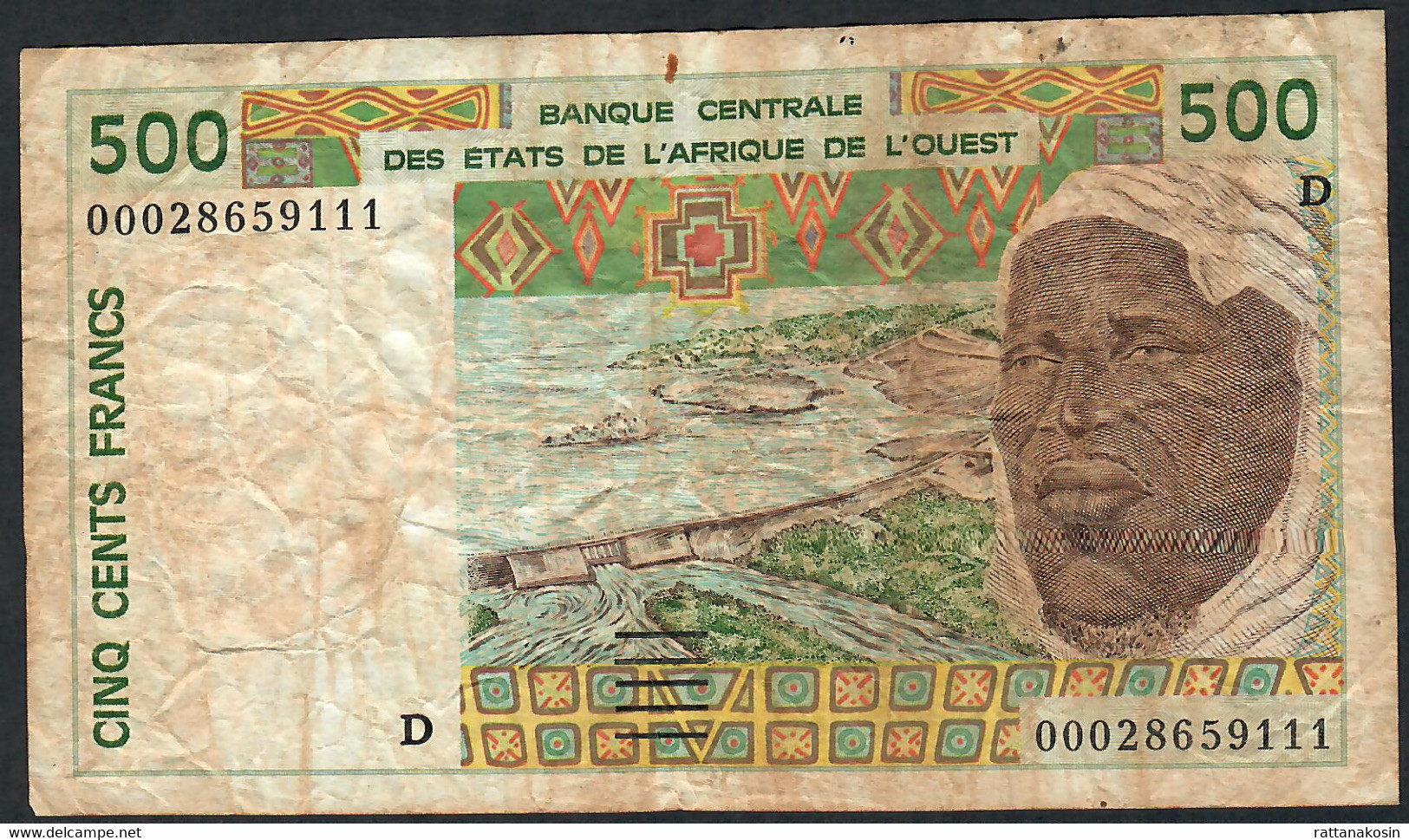 W.A.S. MALI    P410Dj 500 FRANCS (20)00  2000  FINE NO P.h. - West African States