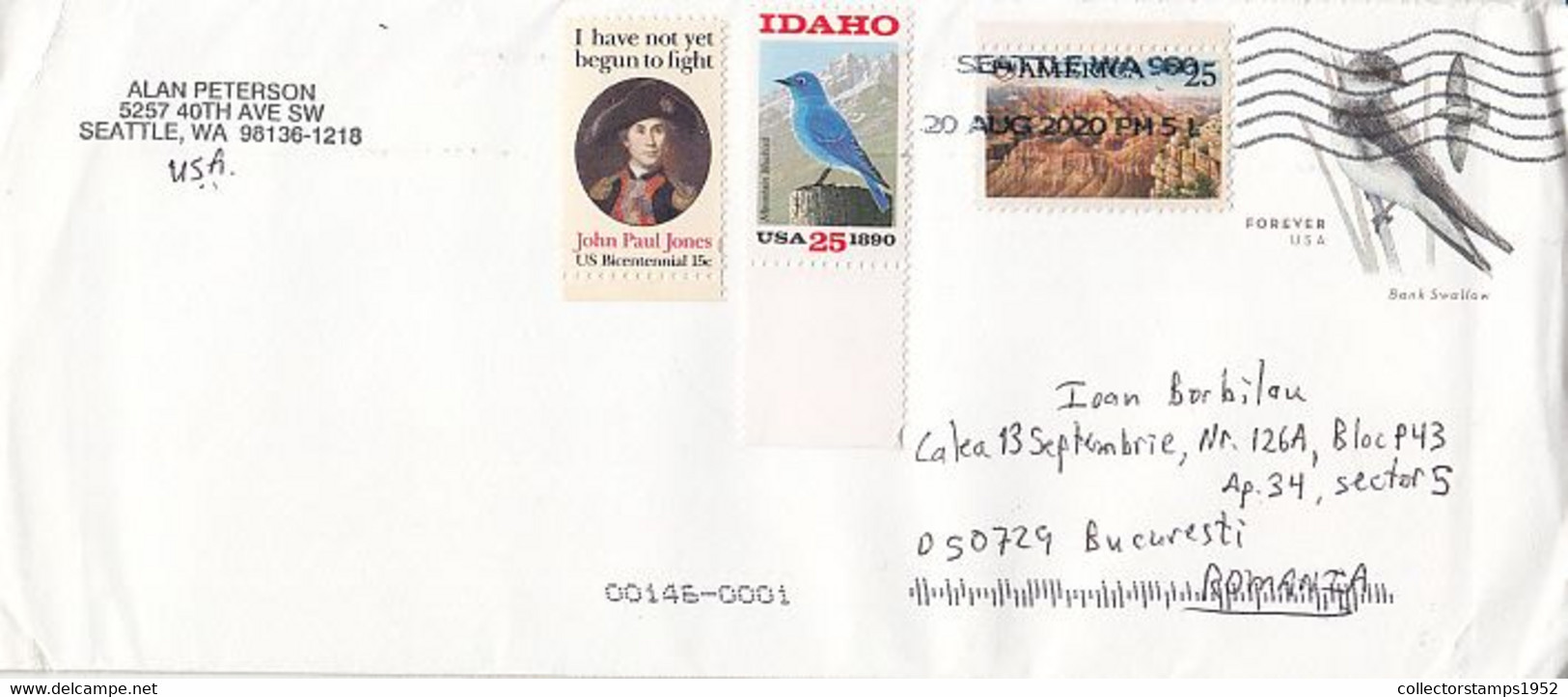 8171FM- BANK SWALLOW BIRD COVER STATIONERY, US REVOLUTION, BIRD, LANDSCAPE STAMPS, 2020, USA - 2011-...