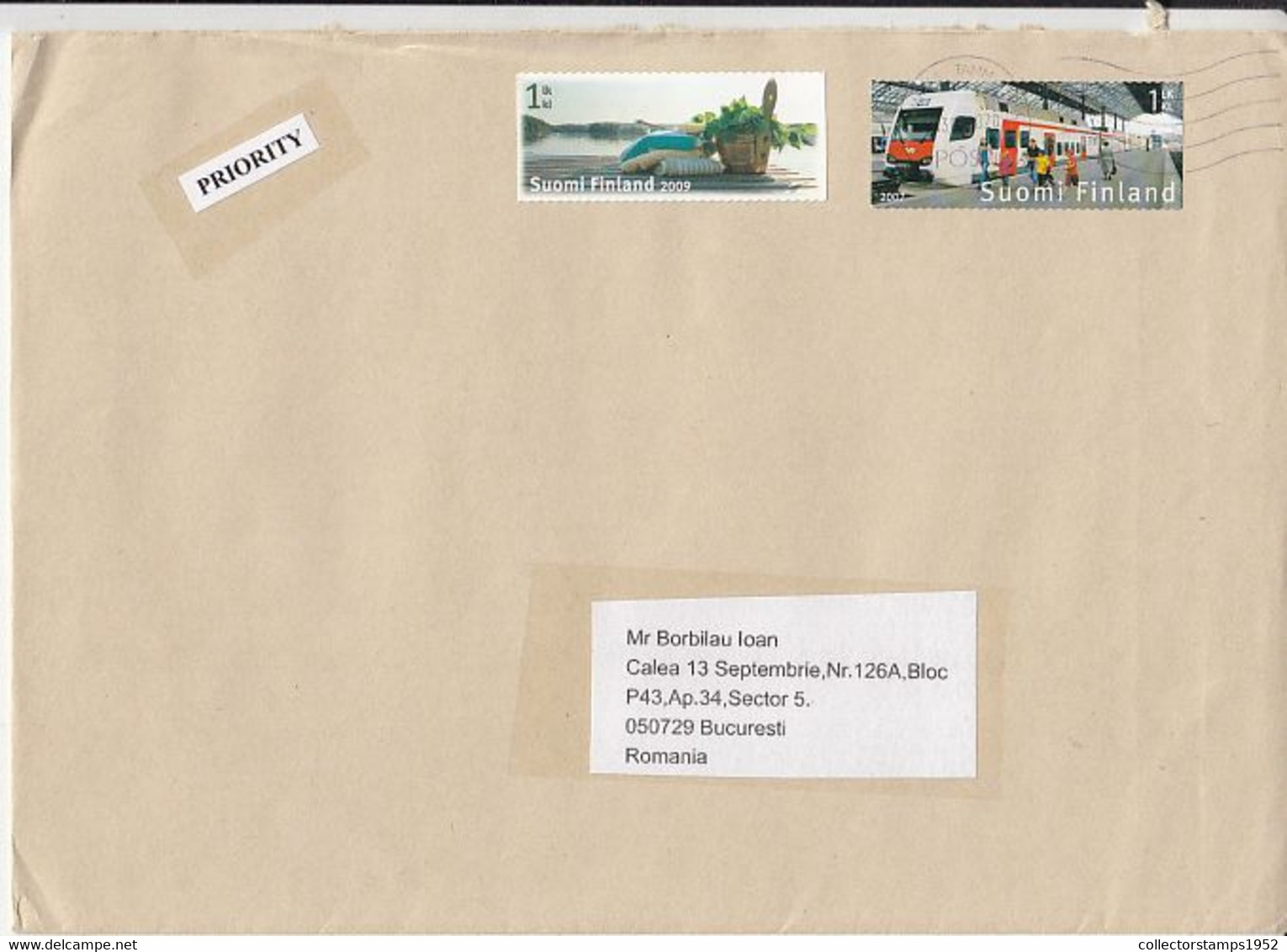 8180FM- TOWELS, TRAIN, FINE STAMPS ON COVER, 2020, FINLAND - Brieven En Documenten