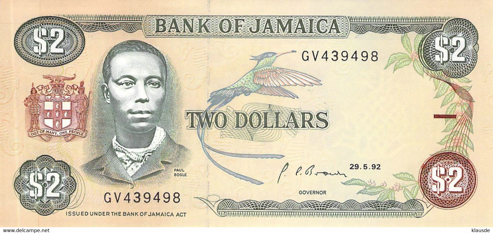 Two Dollars Jamaika 1992 UNC - Jamaica