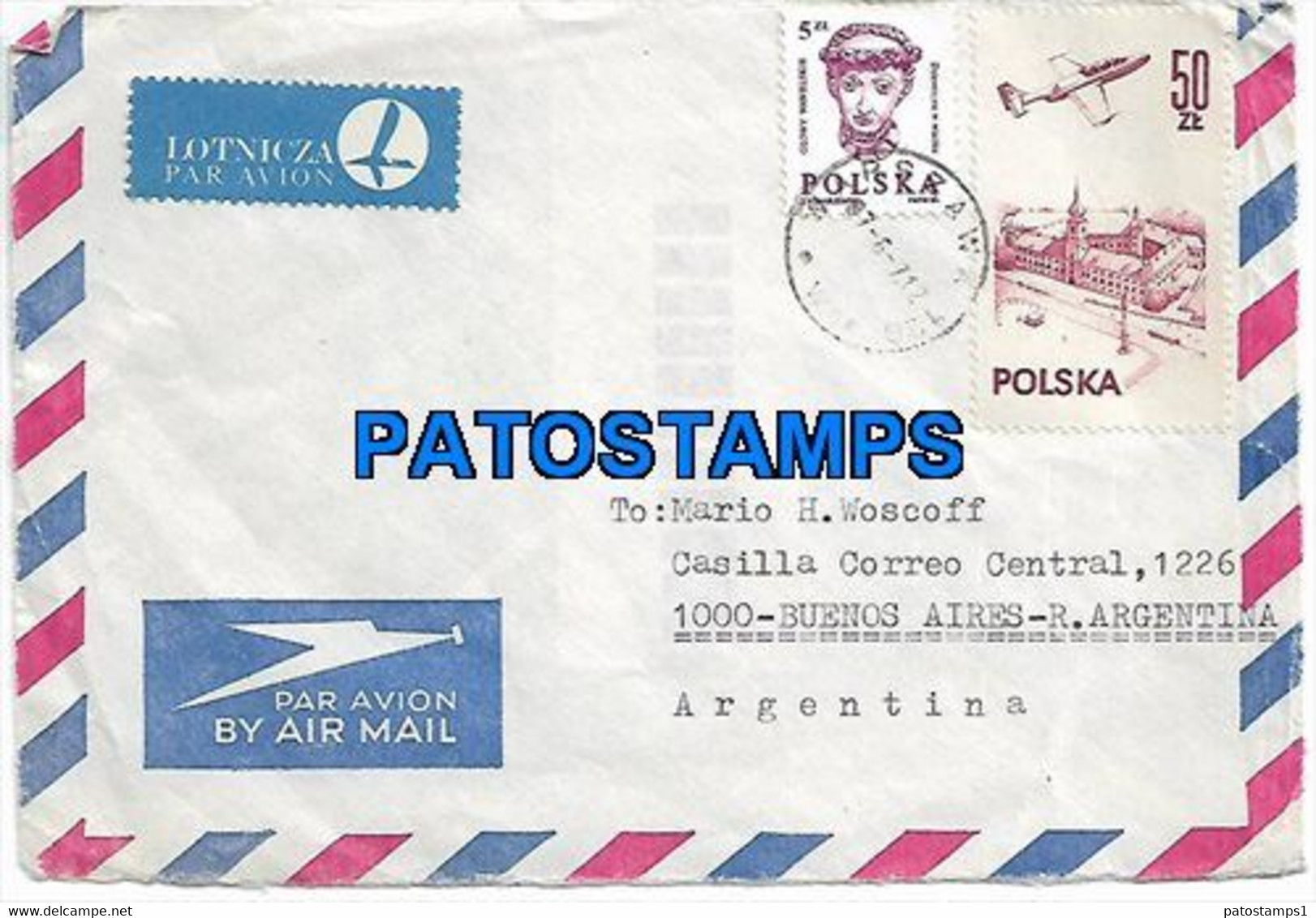 147007 POLAND DEBRZNO COVER CANCEL CIRCULATED TO ARGENTINA NO POSTAL POSTCARD - Other & Unclassified