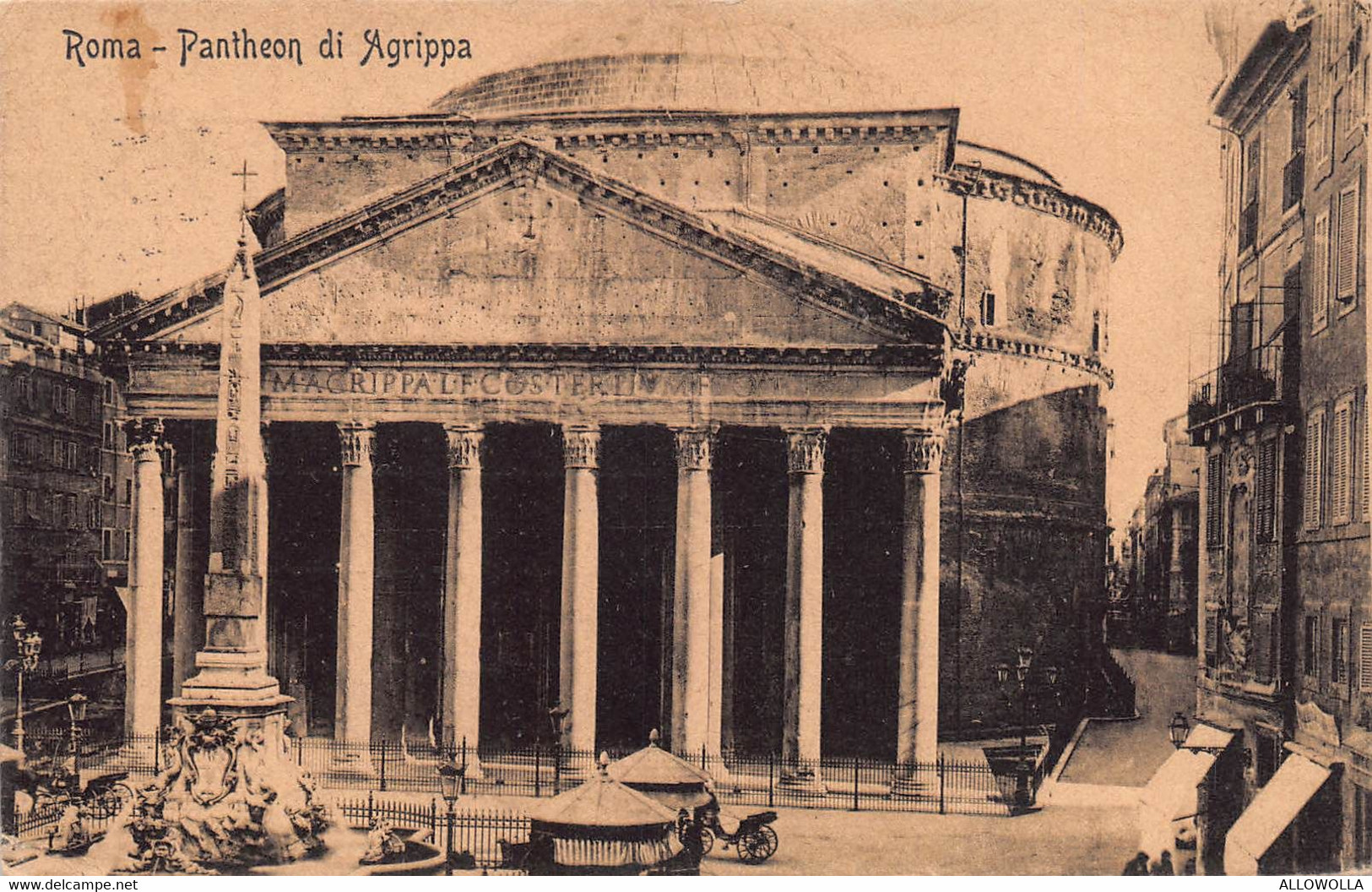 10520 "ROMA-PANTHEON DI AGRIPPA" VERA FOTO-CARTOLINA SPEDITA 1913 - Panthéon