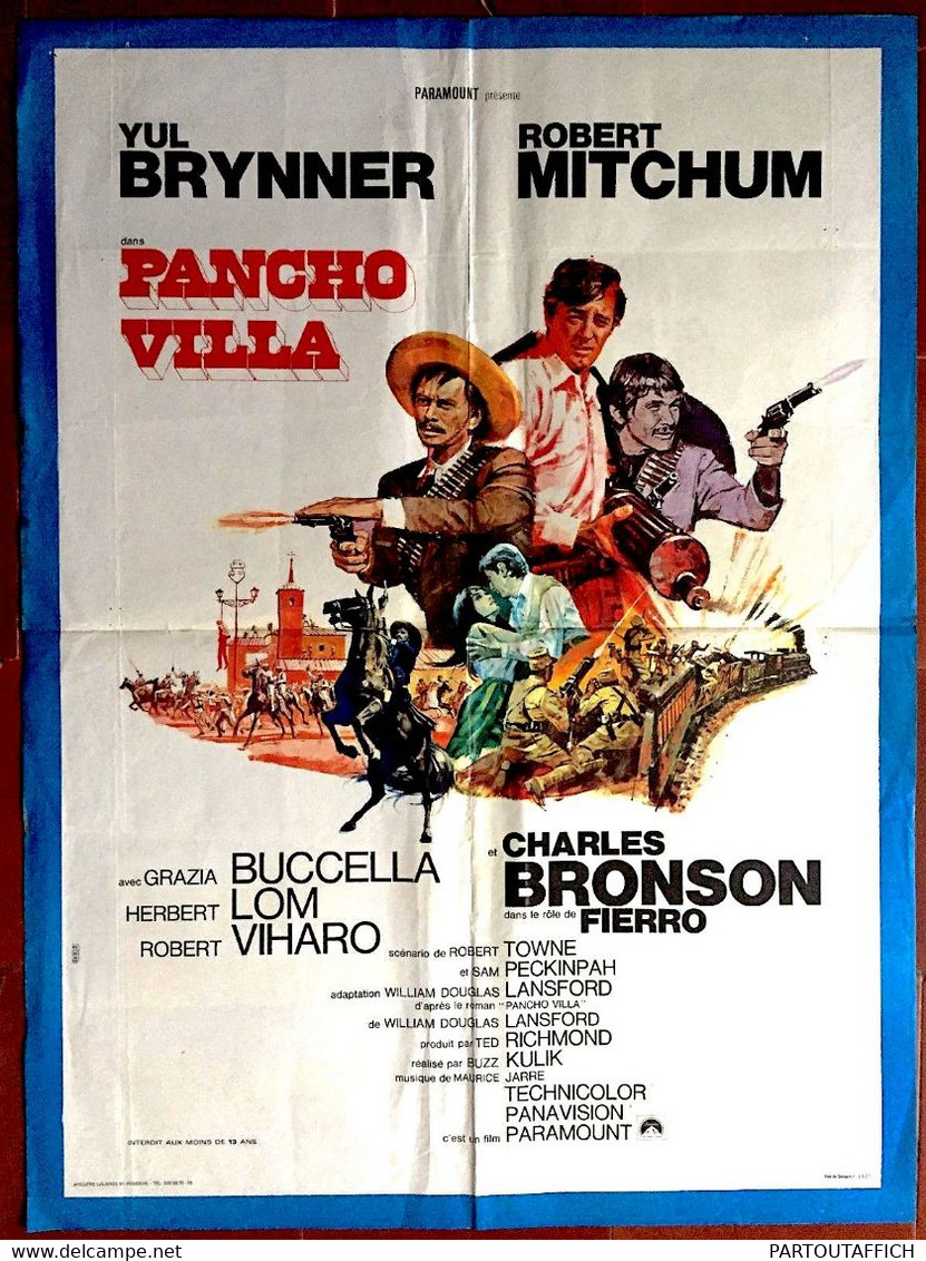 Aff Cine Orig PANCHO VILLA Charles BRONSON Yul BRYNNER Robert MITCHUM 60X80 1968 - Plakate & Poster