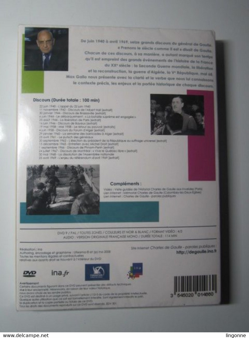 DVD SOUS BLISTER LES GRANDS DISCOURS DU GENERAL DE GAULLE Présentés Par MAX GALLO De L'Académie Française INA - History