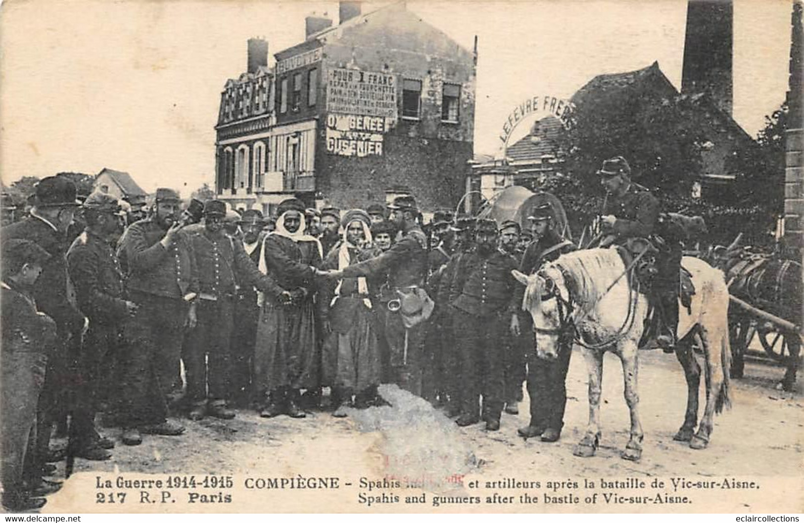 Compiègne         60           Guerre14/18   Spahis Et Artilleurs Après La Bataille De  Vi-sur-Aisne  (voir Scan) - Compiegne