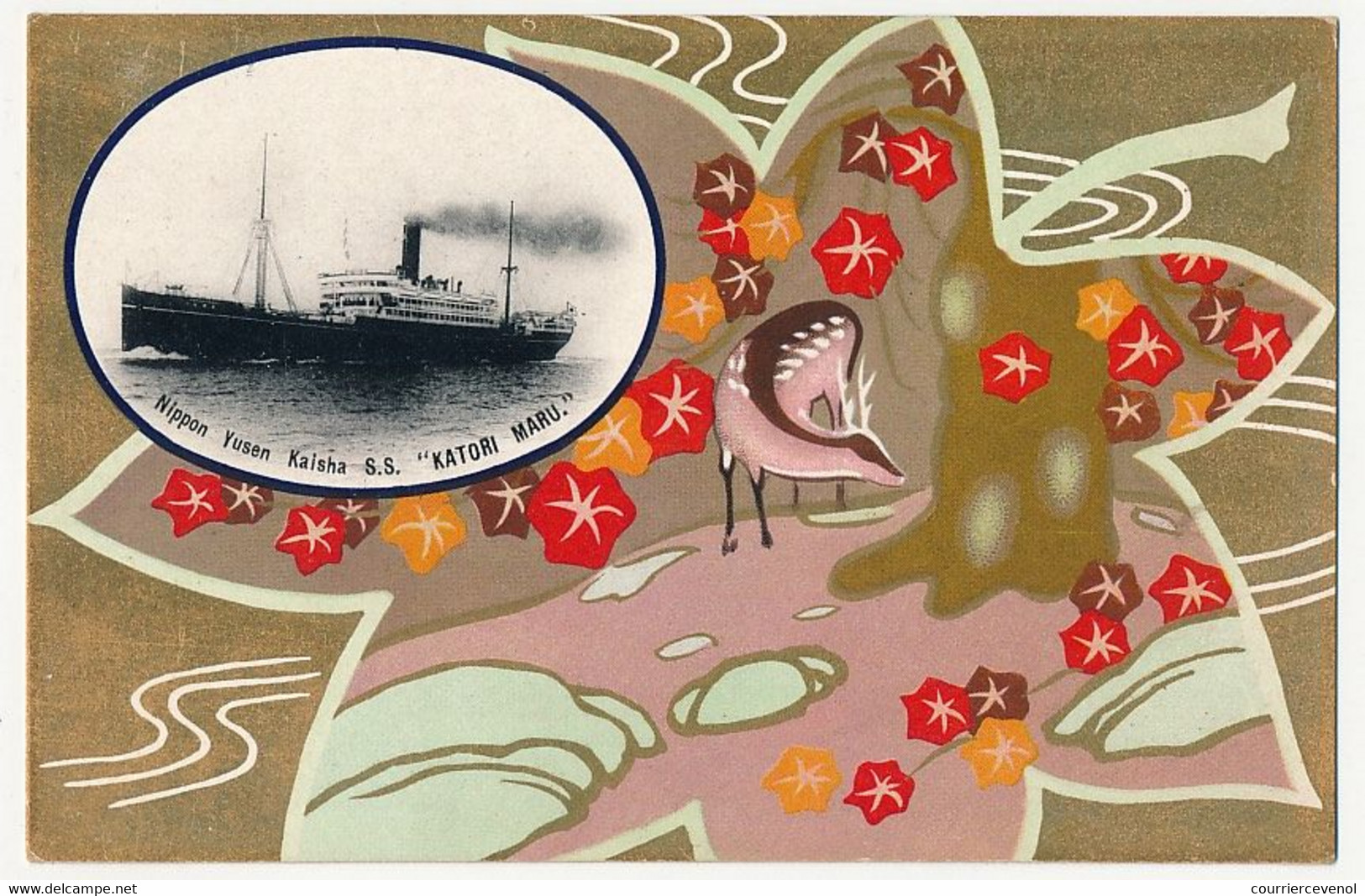 CPA - BATEAUX / JAPON - Nippon Yusan Kaisha S.S."KATORI MARU" - Beau Décor Floral - Comercio