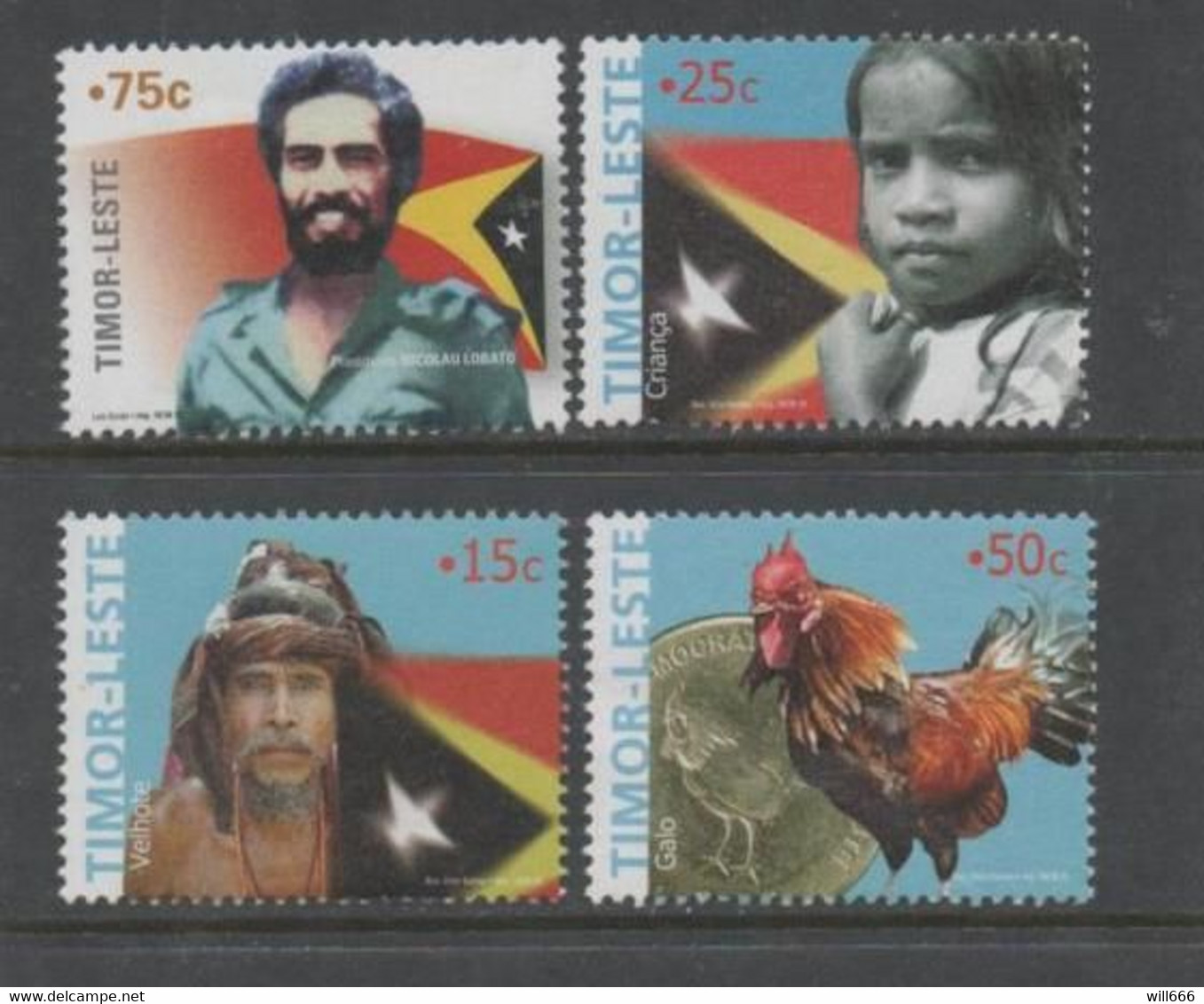 2005 Timor  - Cock, Coin, Flags - Farm