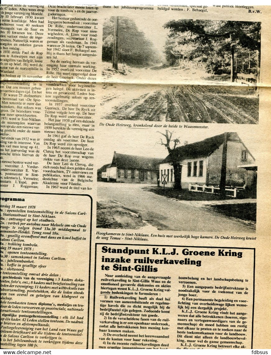 1978 Reportage Uit Het Vrije Waasland - Gouden Bestaansjubileum Van Postzegelvereniging Land Van Waas - Anciens
