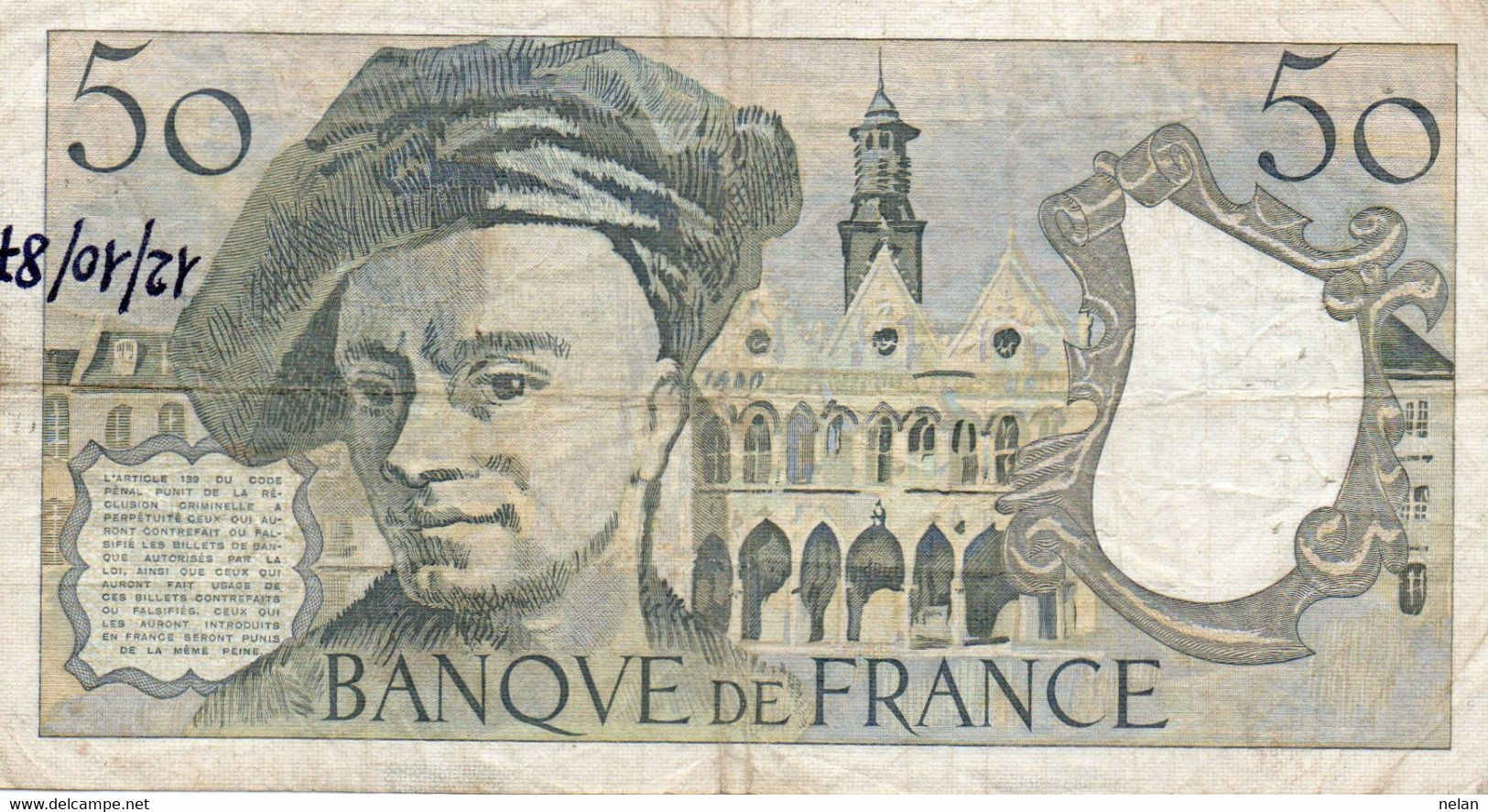 FRANCE 50 FRANCS 1984 P-152  CIRC. - 50 F 1976-1992 ''Quentin De La Tour''