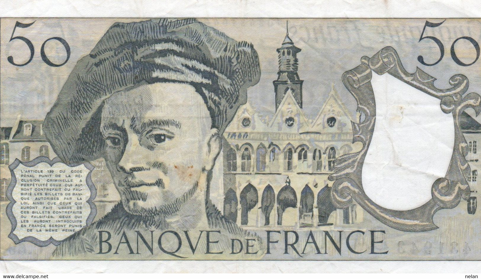 FRANCE 50 FRANCS 1991 P-152  CIRC.XF - 50 F 1976-1992 ''quentin De La Tour''