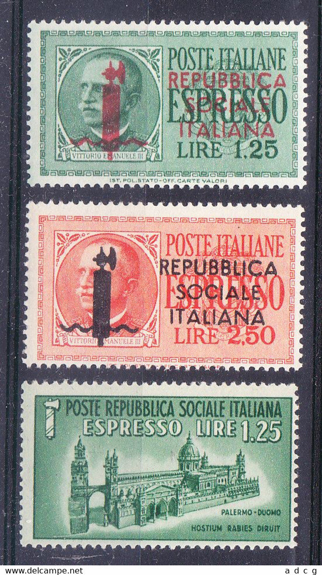 1944 RSI ESPRESSO Soprastampato + MONUMENTI DISTRUTTI SERIE NUOVO MNH - Exprespost