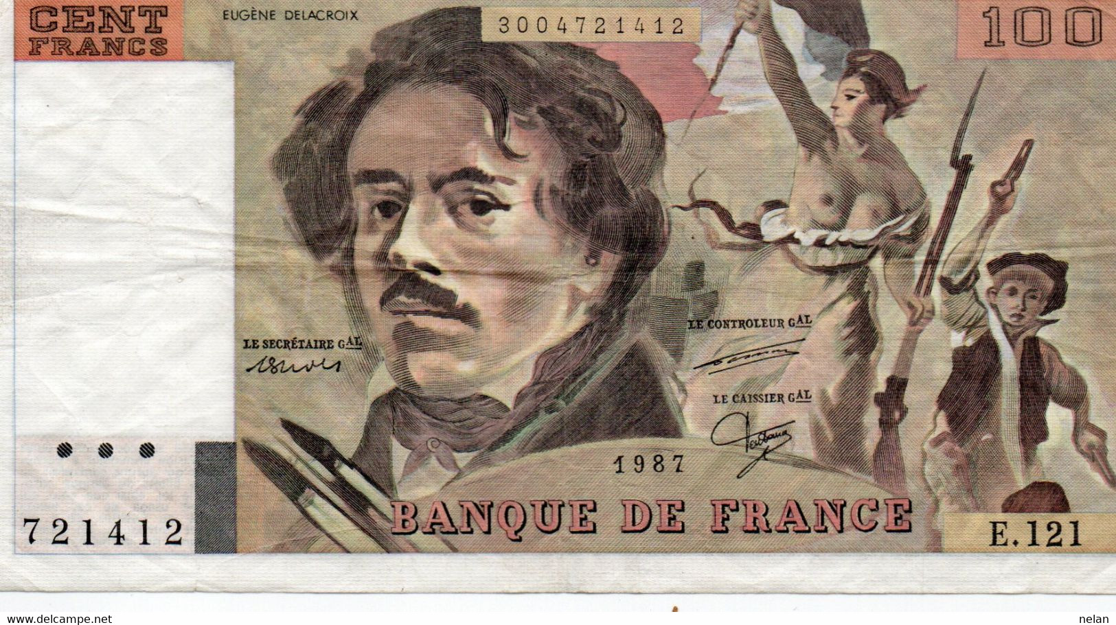 FRANCE 100 FRANCS 1987 P-154  VF+ - 100 F 1978-1995 ''Delacroix''