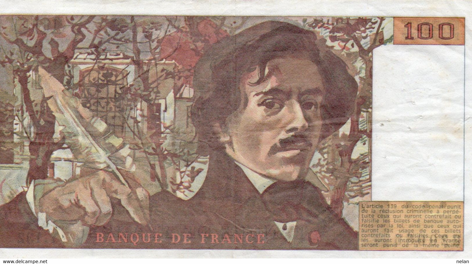 FRANCE 100 FRANCS 1989 P-154  VF+ - 100 F 1978-1995 ''Delacroix''