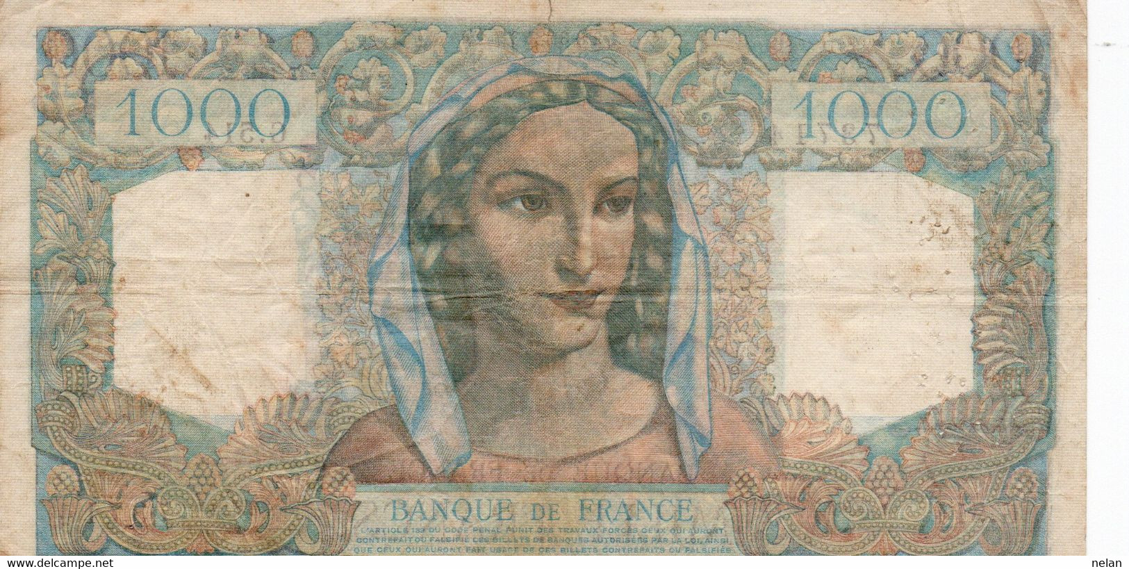 FRANCIA 1000 FRANCS 1948.X.   P-130 - 1 000 F 1945-1950 ''Minerve Et Hercule''