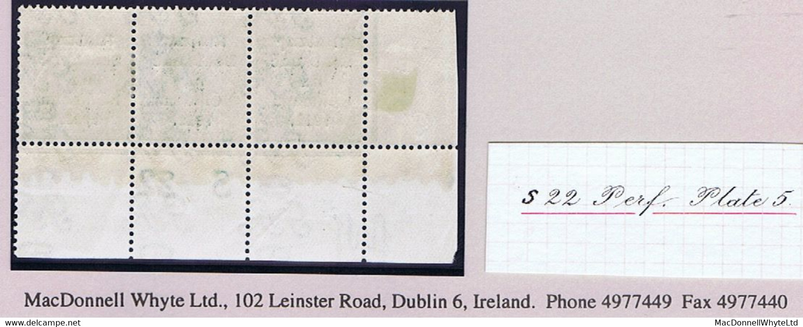 Ireland 1922 Thom Rialtas Blue-black 10d, Corner Strip Of 3 Control S22 Perf Fresh Mint, Hinged - Unused Stamps