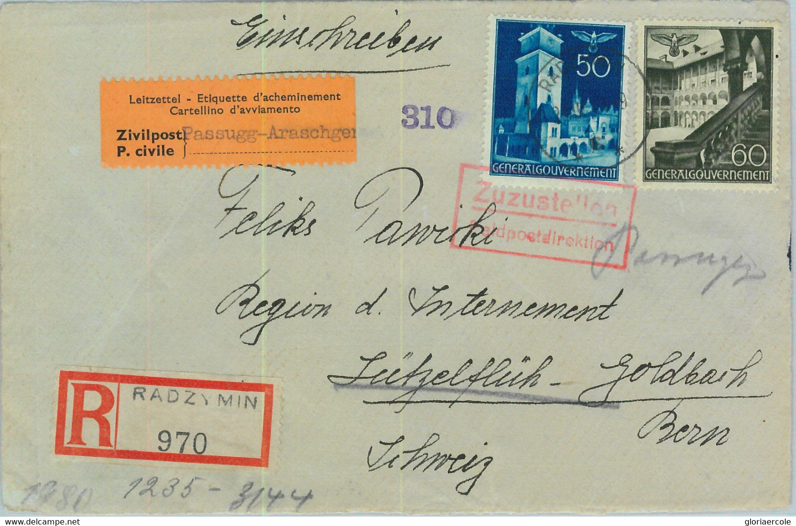 95400 - POLAND General Government - POSTAL HISTORY - Cover FRONT From RADZYMIN - Autres & Non Classés