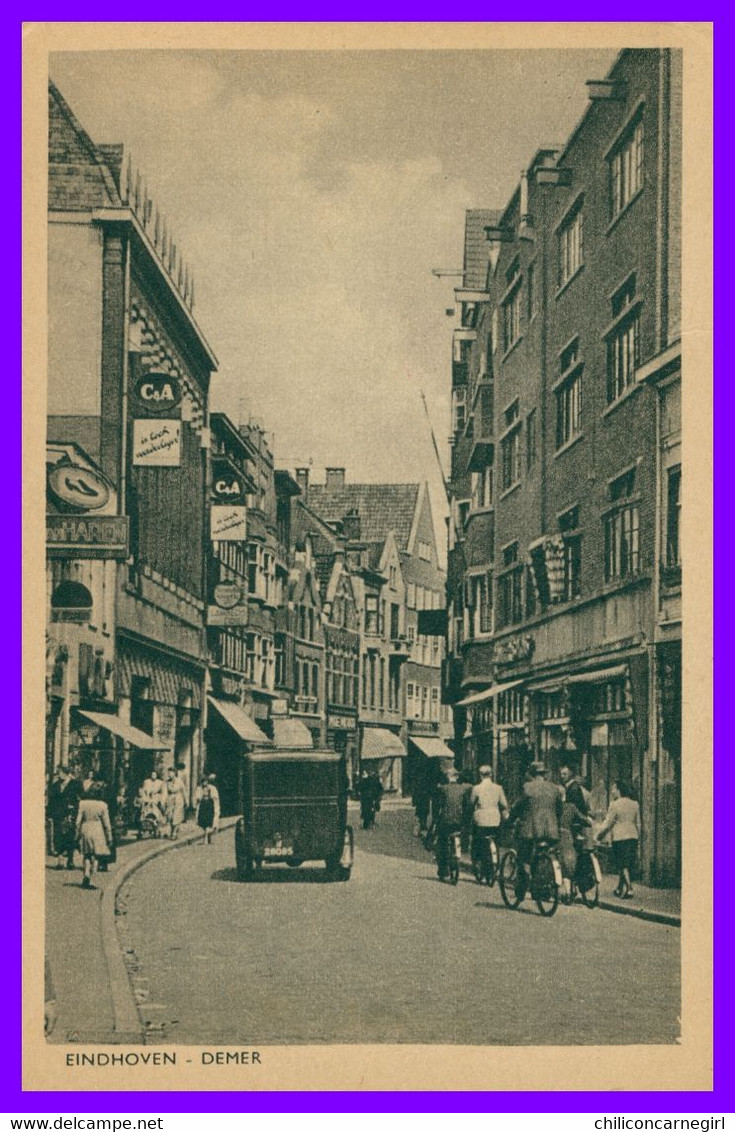 EINDHOVEN - Demer - Rue Commerçante - Animée - Old Car - Vieille Voiture - Cyclists, Van, Shops - Eindhoven