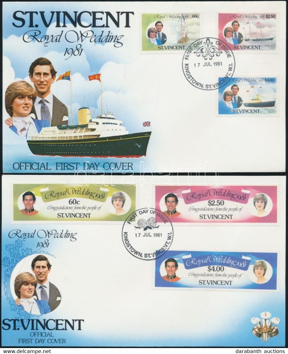 1981 Károly Herceg és Lady Diana Spencer Esküvője Sor Mi 608-613 + Blokk Mi 14 3 Db FDC-n - Andere & Zonder Classificatie