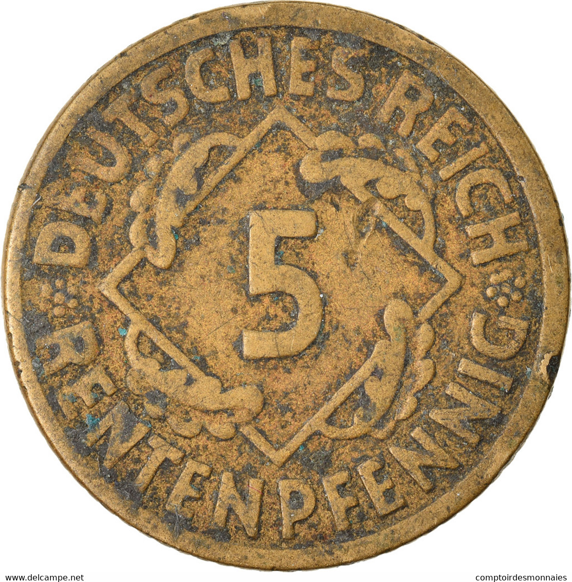 Monnaie, Allemagne, République De Weimar, 5 Rentenpfennig, 1924, Hambourg, TB+ - 5 Rentenpfennig & 5 Reichspfennig