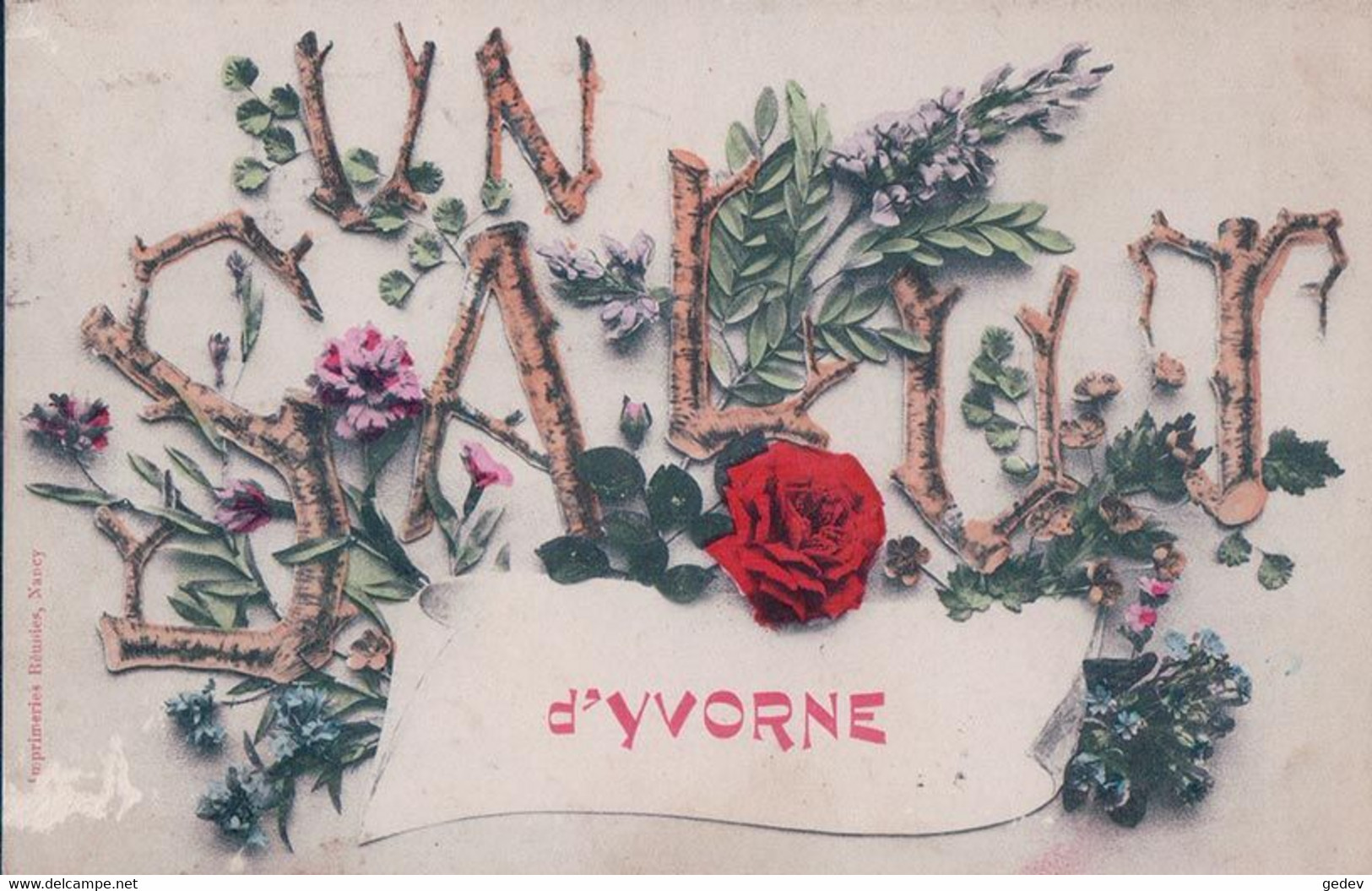 Carte Postale Salut D'Yvorne  + Timbre 3 Ct Zst N°81 Et 101 Fils De Tell (29.6.1908) - Andere & Zonder Classificatie