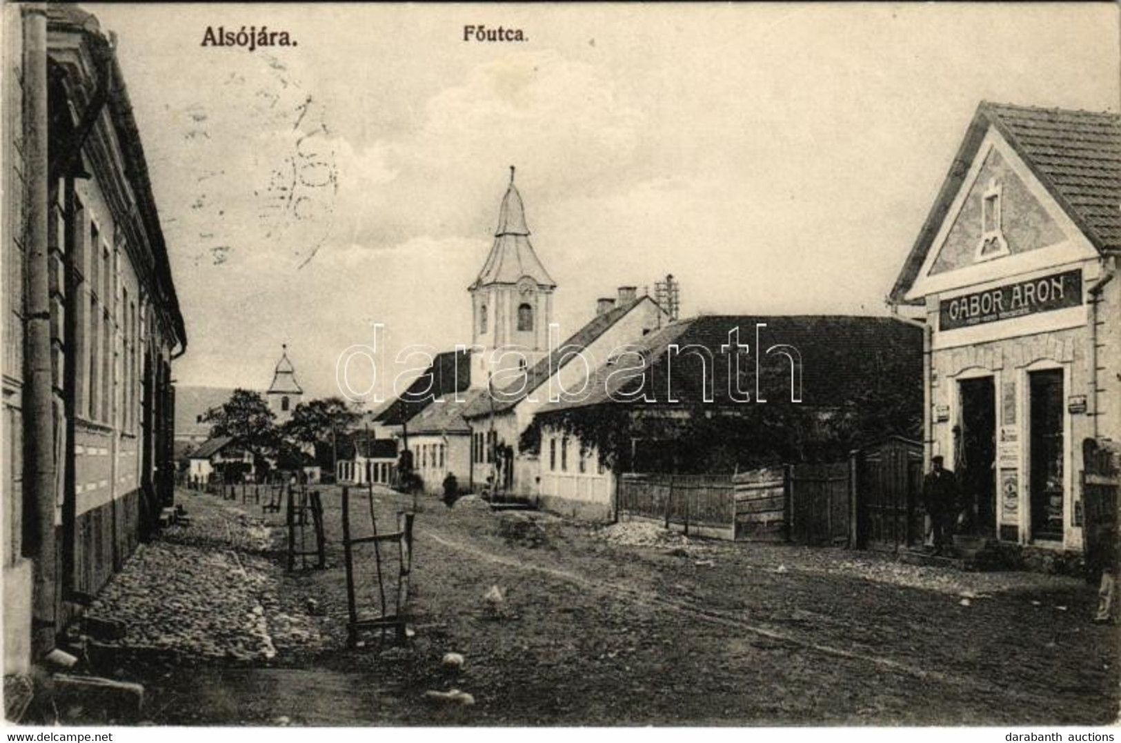 T2/T3 1912 Alsójára, Jahren, Iara De Jos; Fő Utca, Templom, Gábor Áron üzlete és Saját Kiadása / Main Street, Church, Pu - Non Classificati