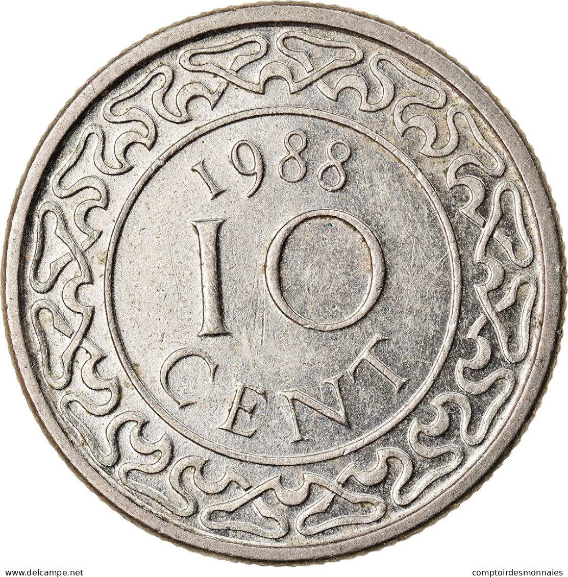 Monnaie, Surinam, 10 Cents, 1988, TTB, Nickel Plated Steel, KM:13a - Surinam 1975 - ...