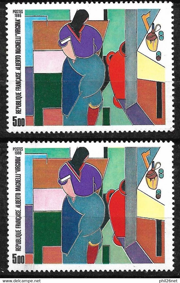 France   N° 2414 Et 2414 Couleurs Décalées Col Et Revers De Manche  Neufs *  * TB= MNH VF   - Ongebruikt