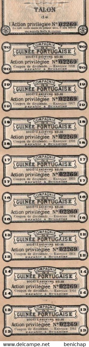 Action Privilégiée De 100 Frcs Au Porteur - Compagnie De La Guinée Portugaise S.A.Belge - Bruxelles 1899. - Industry